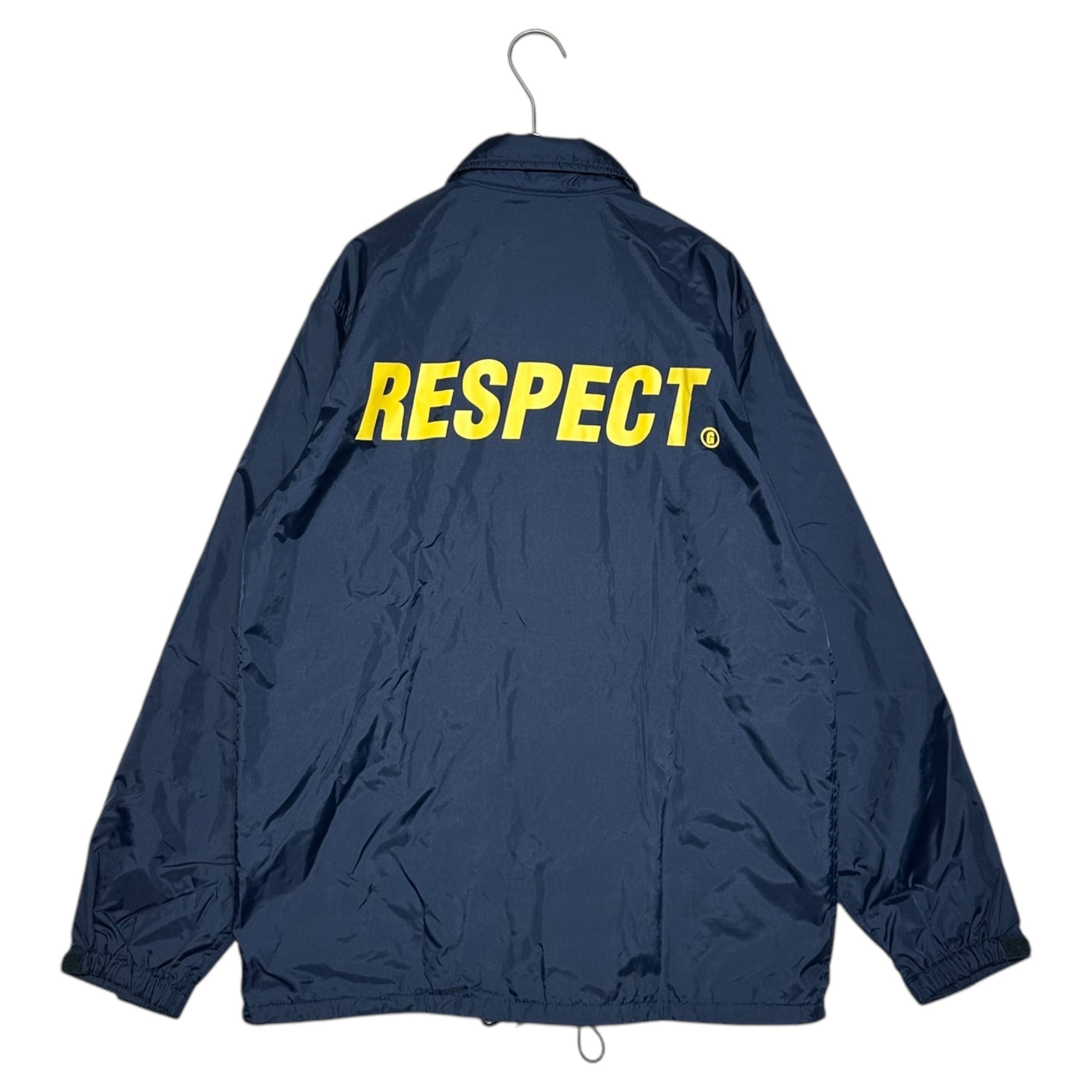 GOODENOUGH(グッドイナフ) Vintage "RESPECT" print coach jacket ヴィンテージ プリント コーチ ジャケット S ネイビー×イエロー