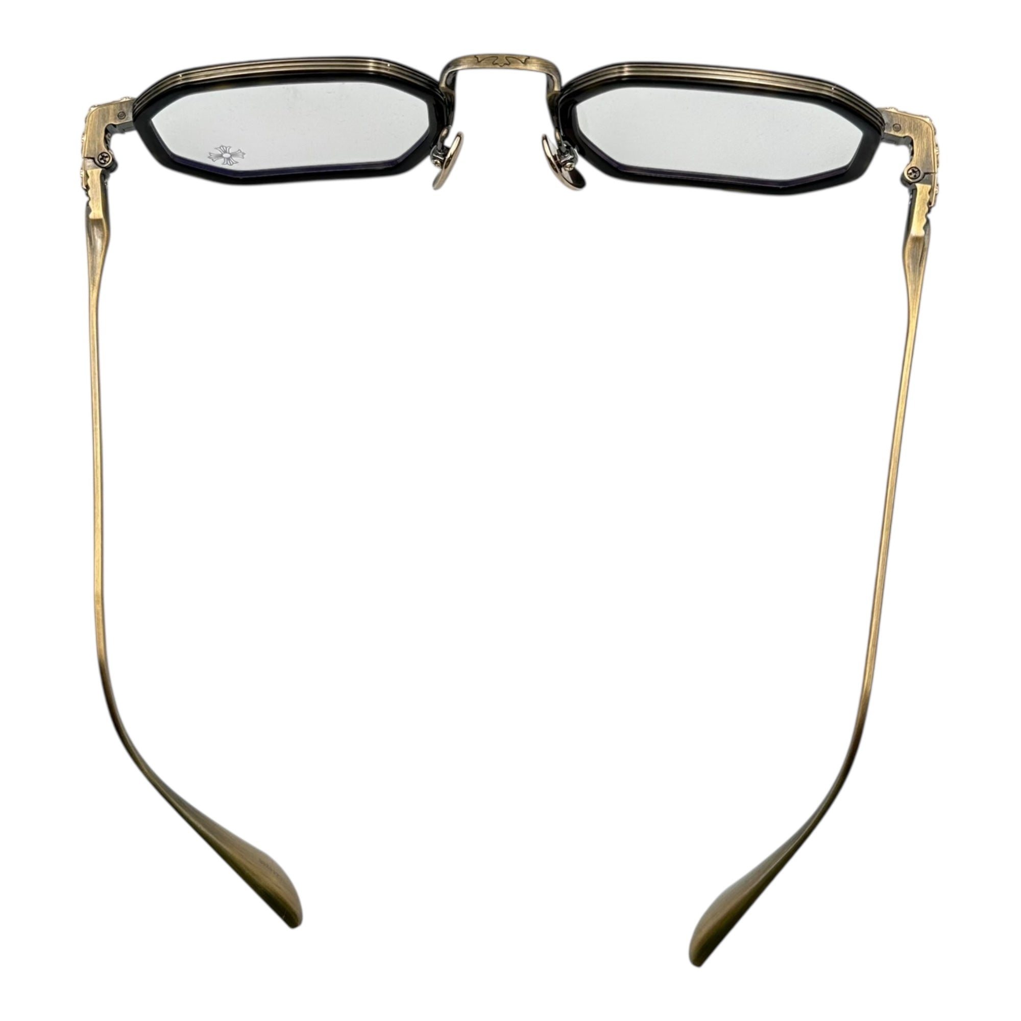 CHROME HEARTS(クロムハーツ) STYLIDA Dark Tortoise / Antique GOLD オクタゴン コンビネーションフレーム フルリム メガネ 49□24-148 ブラック×アンティークゴールド 眼鏡 サングラス DT/AG ファーストレンズ