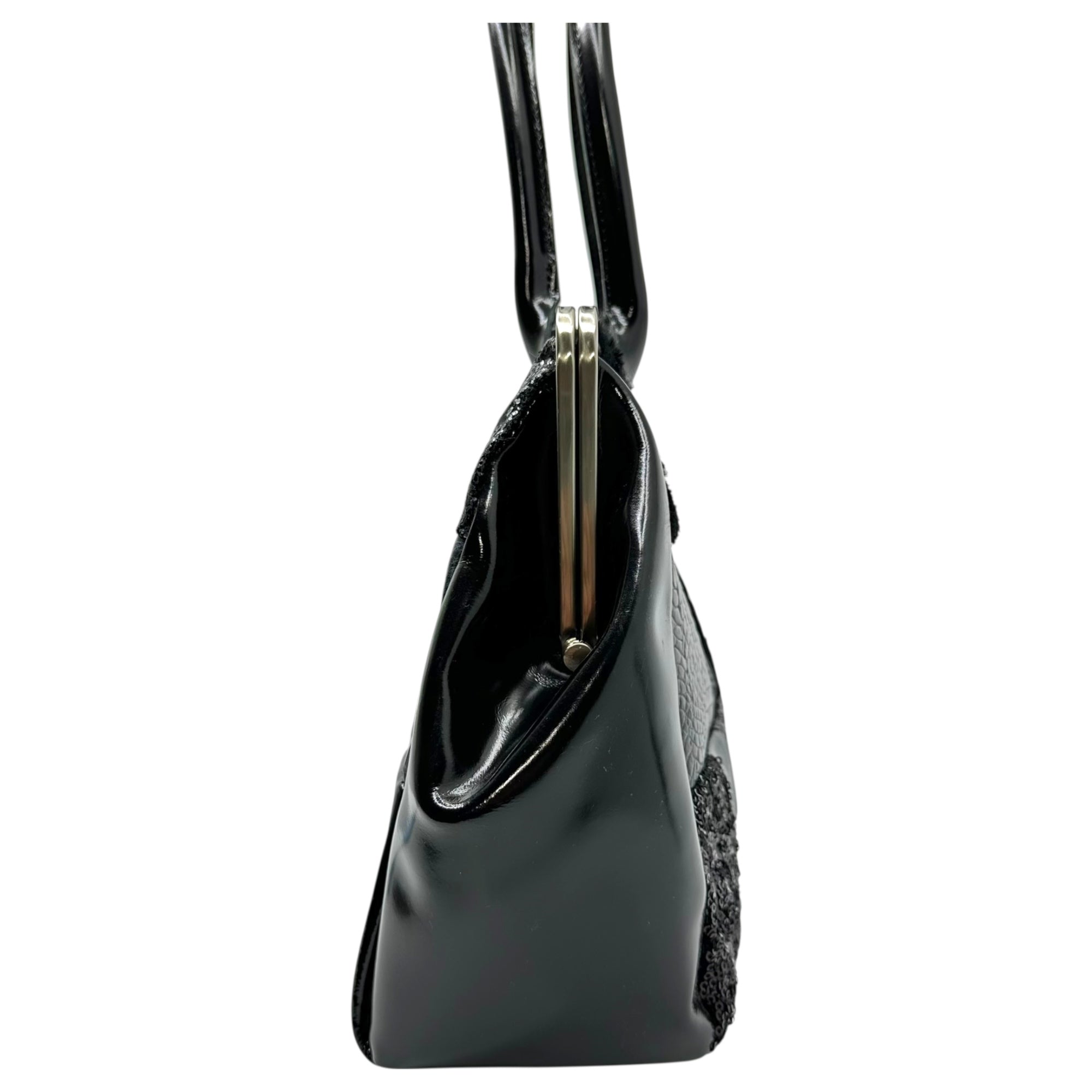 tricot COMME des GARCONS(トリココムデギャルソン) Patchwork Gama-guchi Handbag パッチワーク がま口 ハンドバッグ JN-K202 ブラック