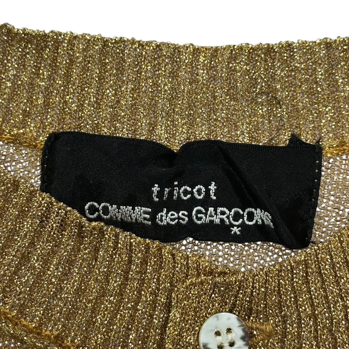 tricot COMME des GARCONS(トリココムデギャルソン) 2002SS Sequined Poly-Nylon Sheer Cardigan ラメ ポリ ナイロン シアー カーディガン TE-N008 FREE ゴールド AD2001 00s アーカイブ