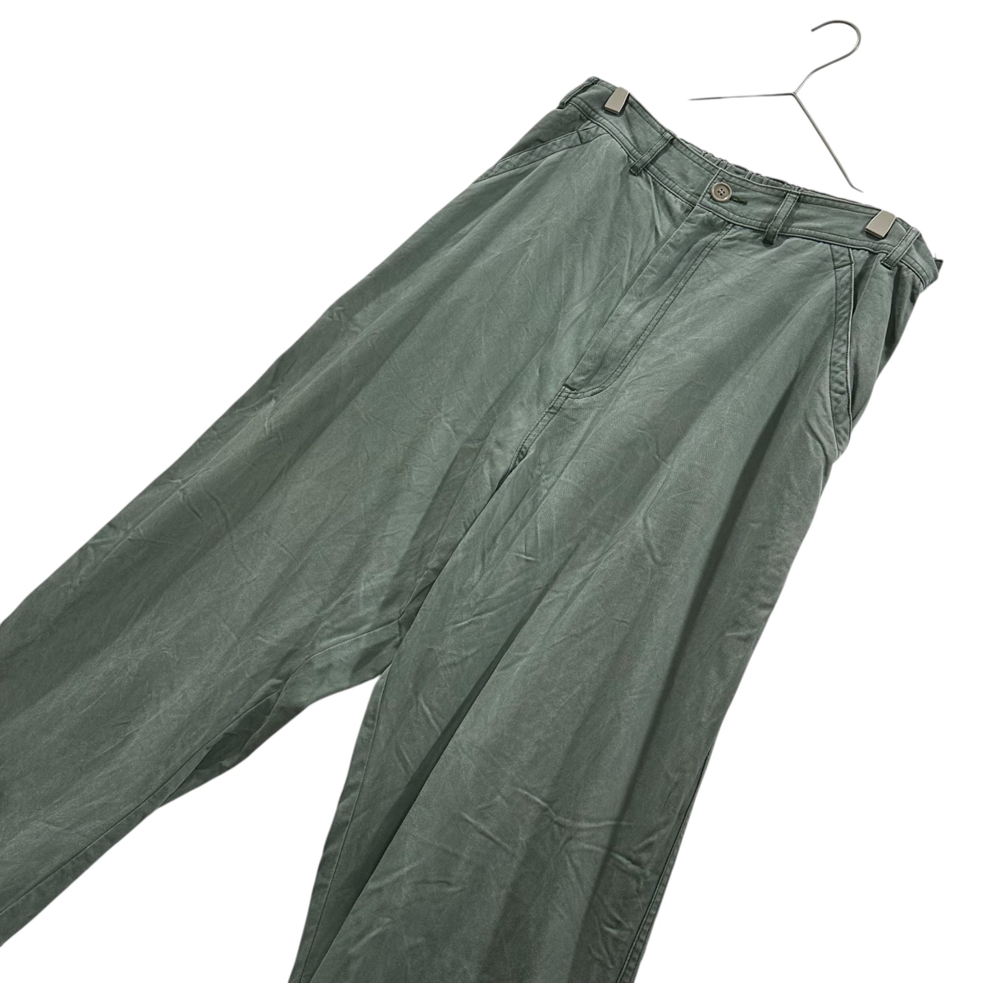 COMME des GARCONS HOMME PLUS(コムデギャルソンオムプリュス) 1995SS Dyed Rayon and Cotton Wide-Leg Work Pants 染色加工 レーヨン コットンワイド ワーク パンツ PP-10008S S カーキ AD1994 ワーク期 アーカイブ 稀少
