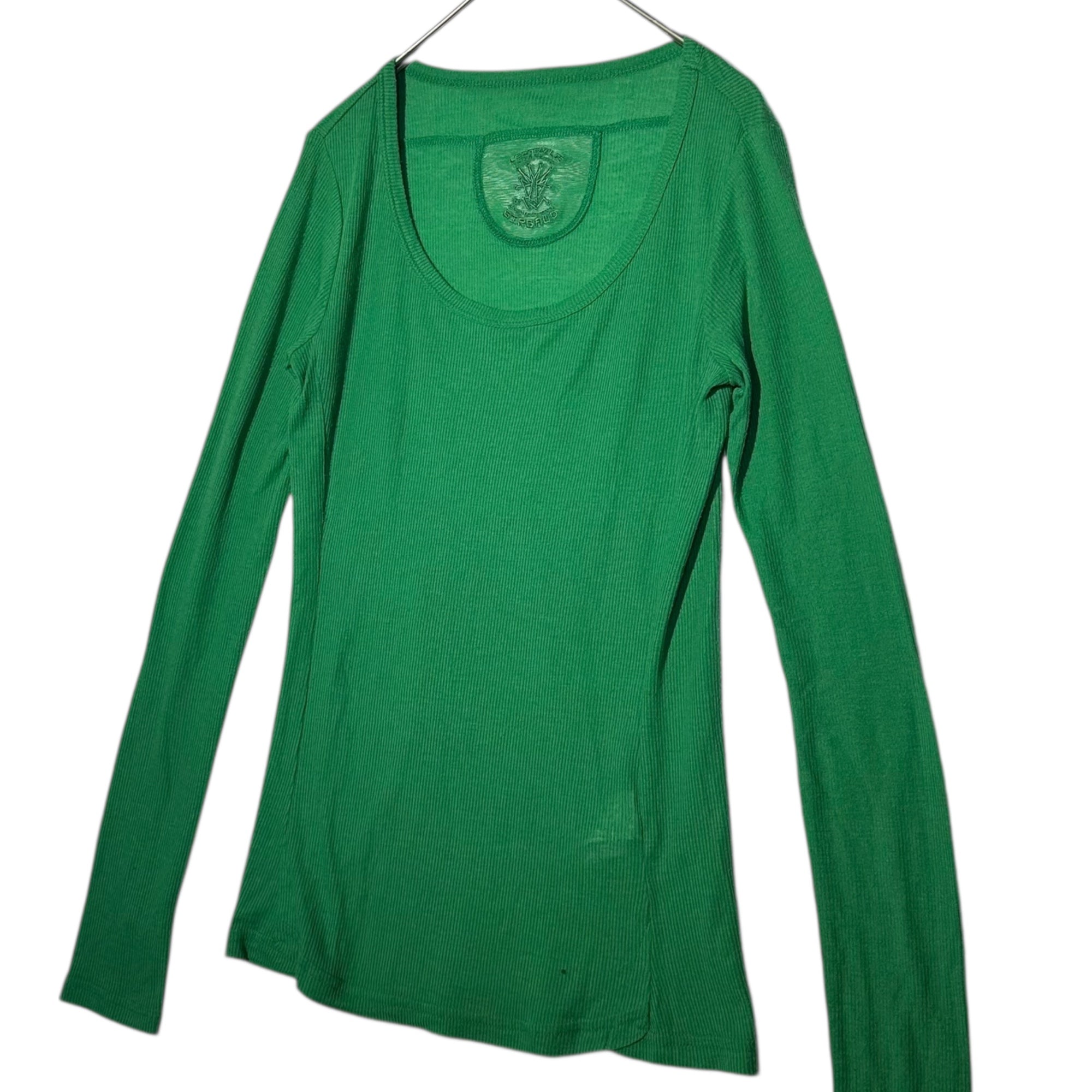 MARITHE FRANCOIS GIRBAUD(マリテフランソワジルボー) 00's Mesh Logo Long-Sleeve T-Shirt メッシュ ロゴ 長袖 カットソー F7-6079 S グリーン Y2K