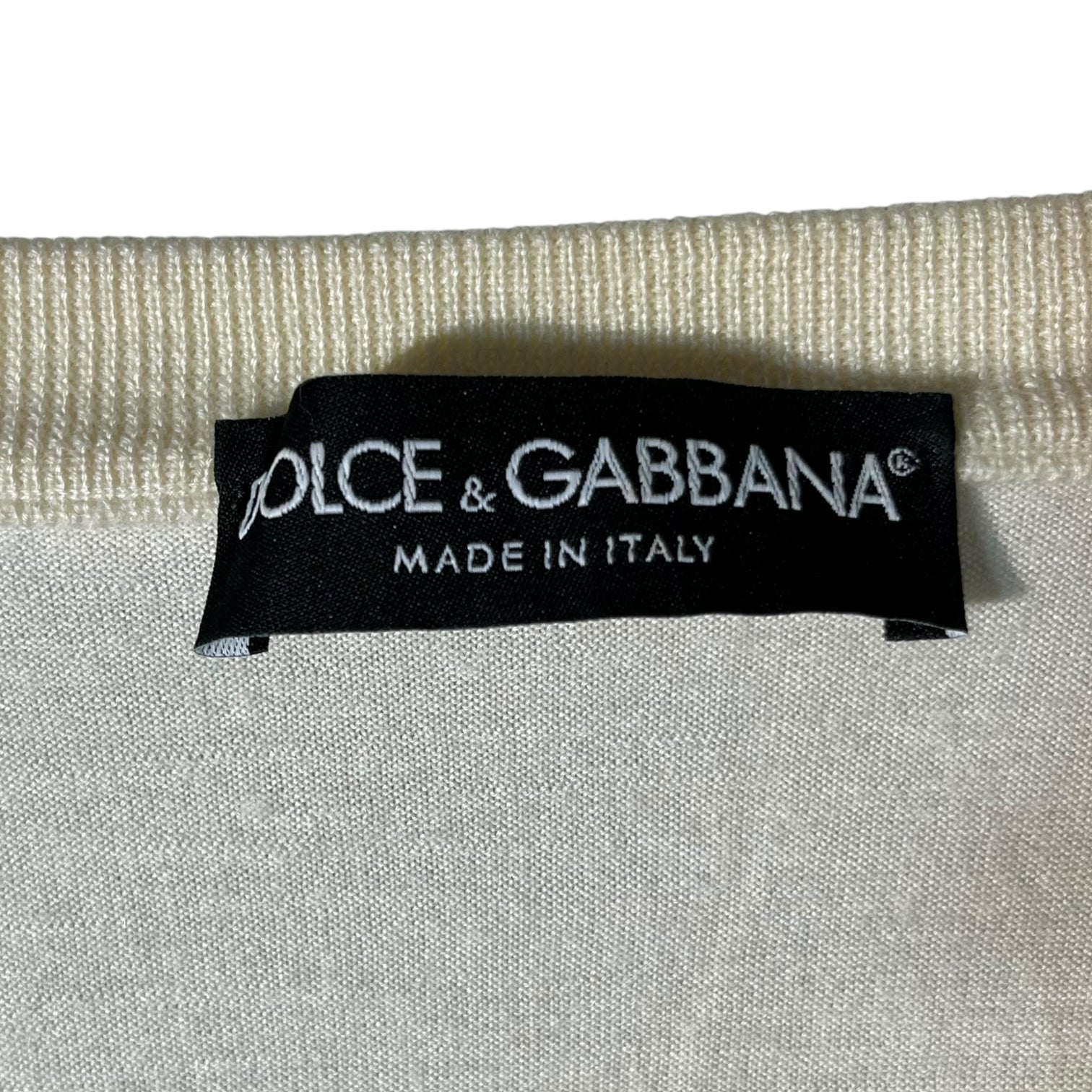 DOLCE&GABBANA(ドルチェ&ガッバーナドルガバ) 16SS 100% cashmere striped knit カシミア100% ボーダー ニット セーター GN055K/F64AF 46 アイボリー×ブラック