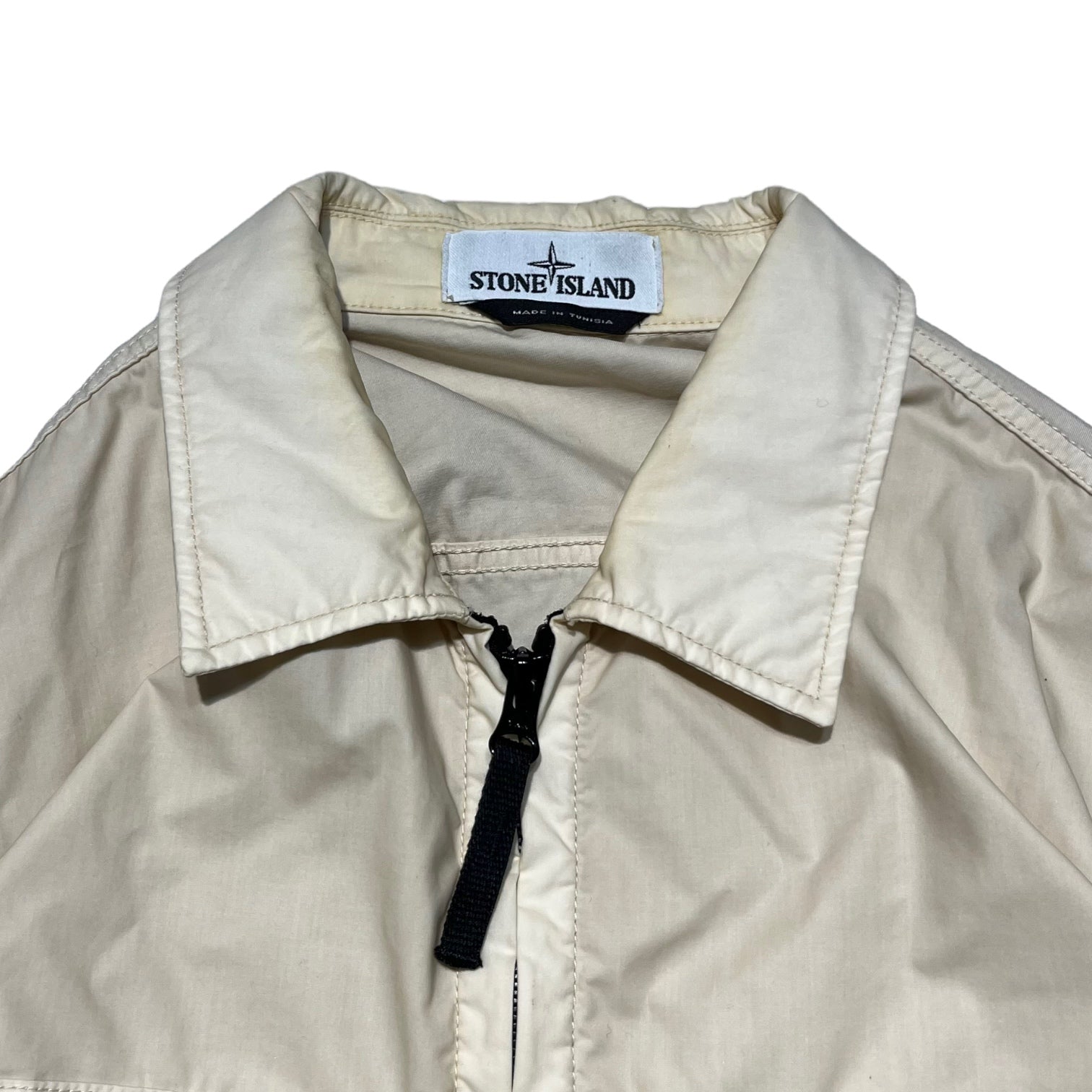 STONE ISLAND(ストーンアイランド) 20SS 2 POCKET OVERSHIRT 2ポケット オーバーシャツ ジップアップ ナイロンジャケット 721510207 S アイボリー