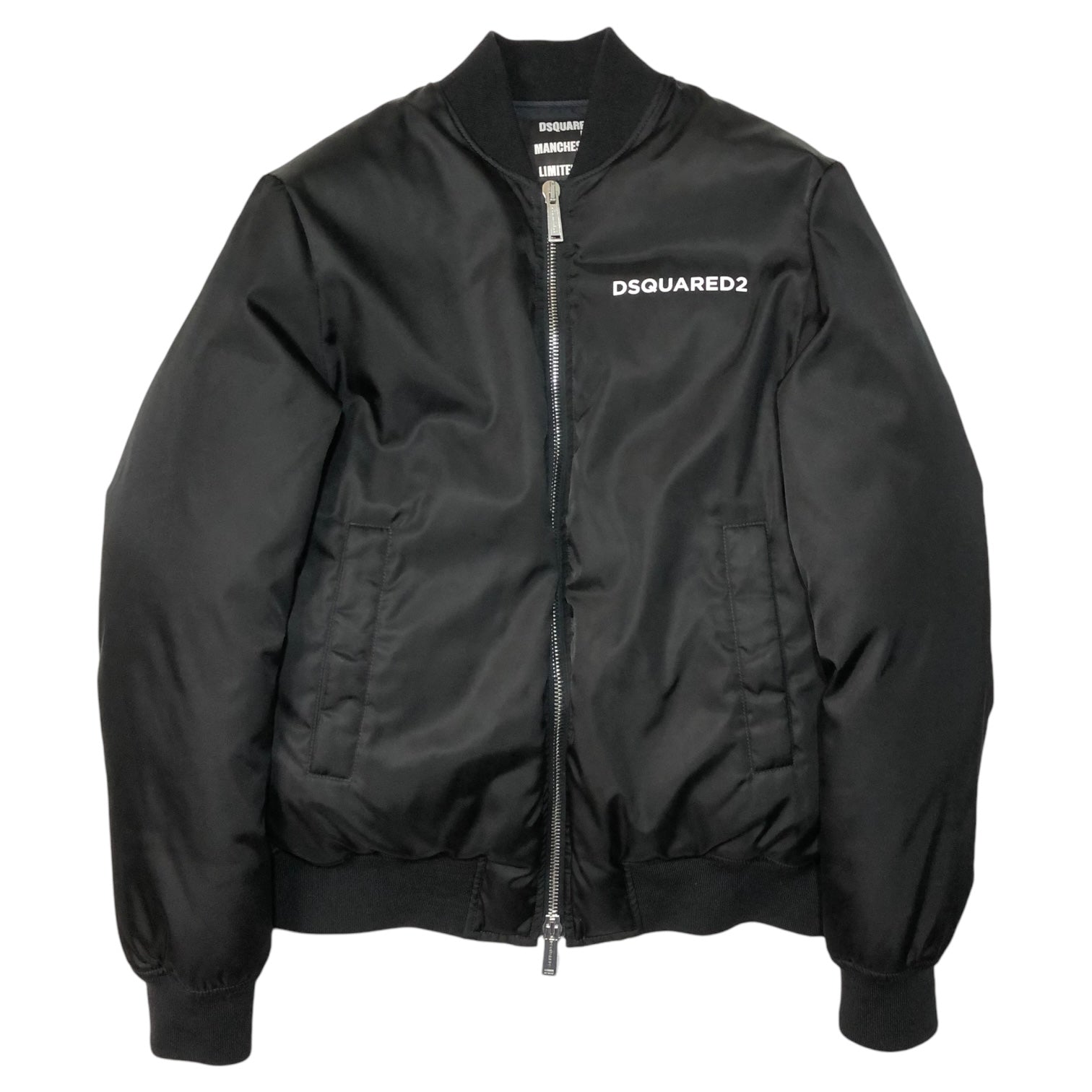 DSQUARED2(ディースクエアード) 23SS Manchester City Bomber jacket マンチェスター シティ ボンバー  ジャケット 参考定価28万6000円 S71AN0503 S78411 44(S程度) ブラック MA-1 ブルゾン ダウン