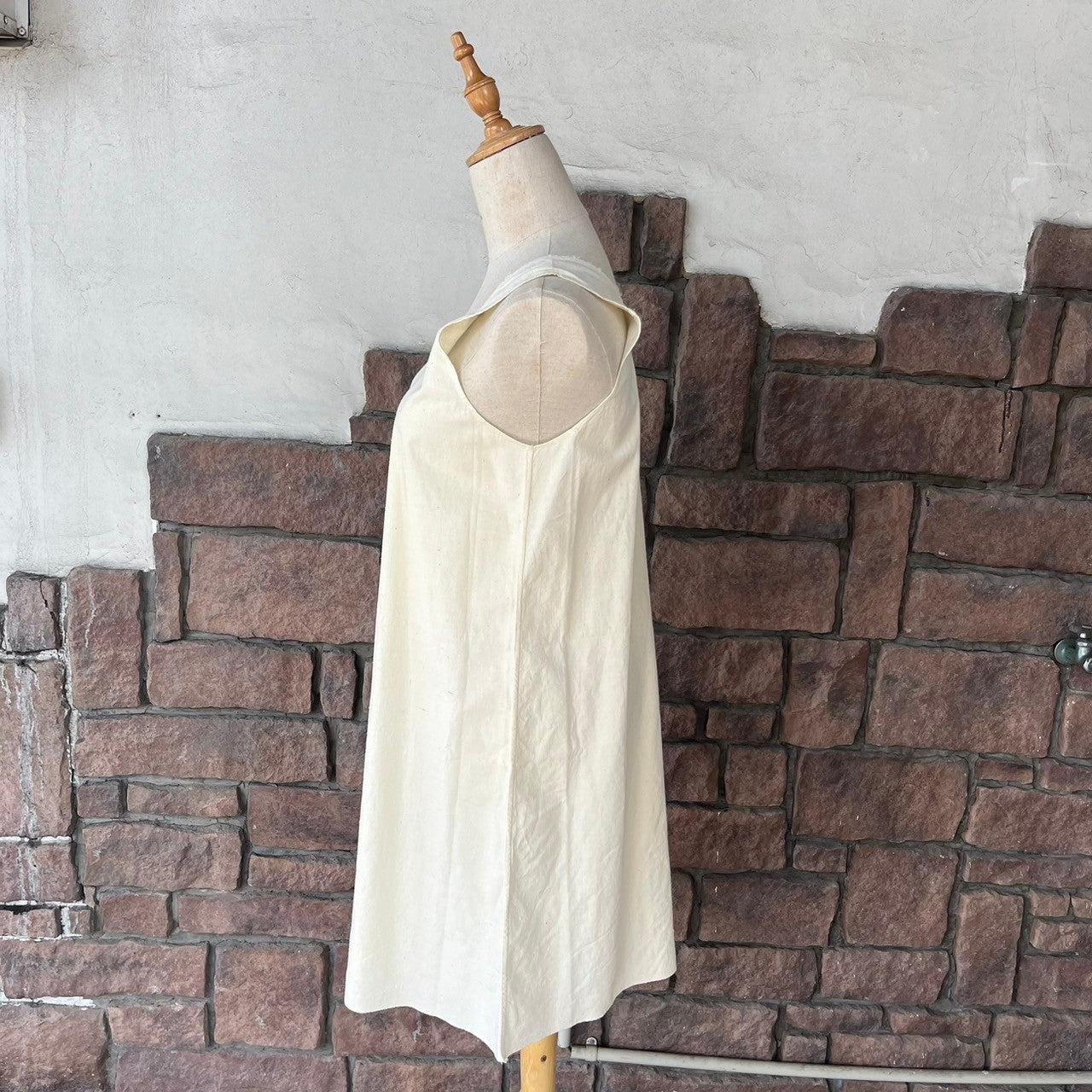 Euro Vintage(ヨーロッパヴィンテージ) Drawing_10'~20's french cotton camisole dress/フレンチコットンキャミソールワンピース 表記なし(Mサイズ程度) ベージュ