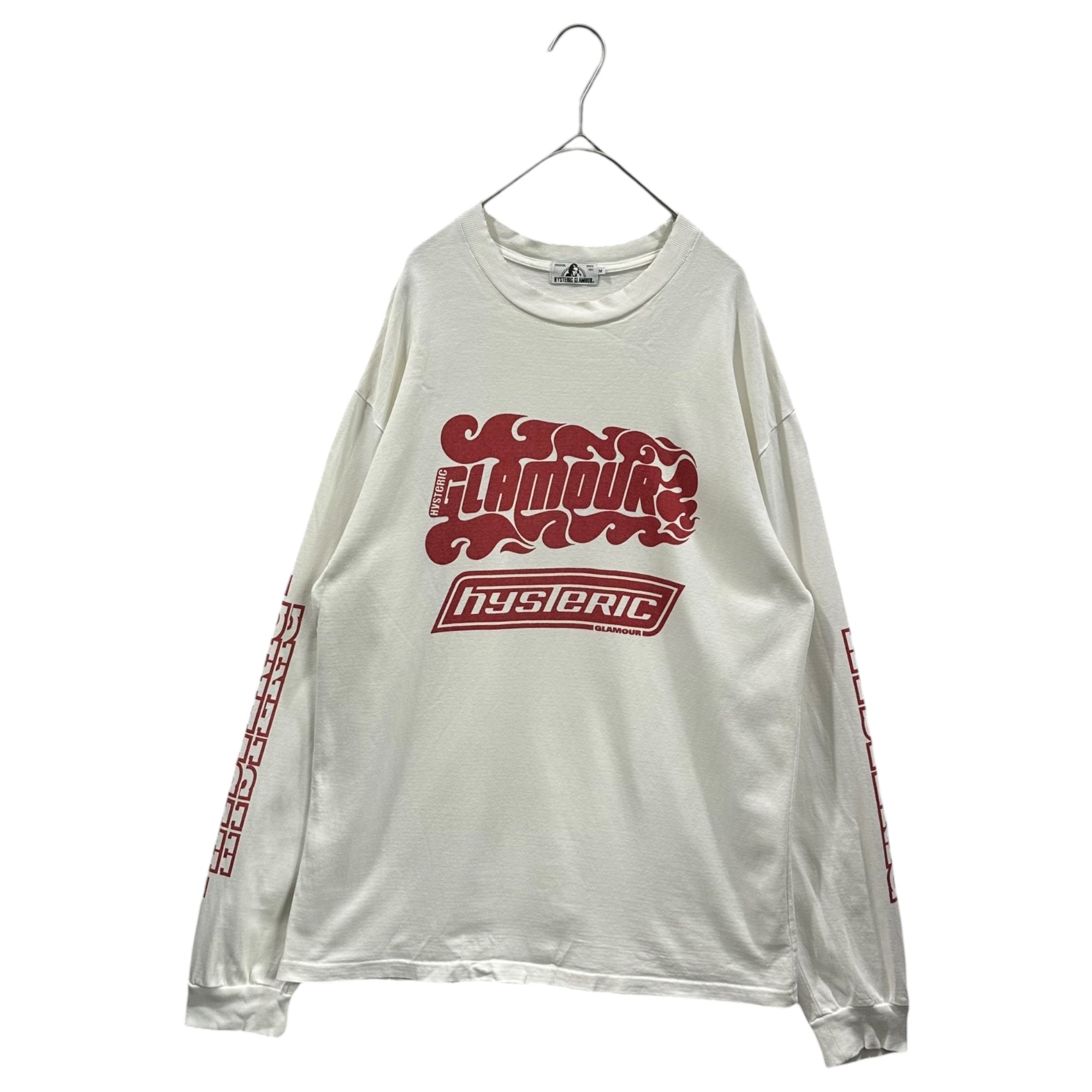 HYSTERIC GLAMOUR(ヒステリックグラマー) 18SS Fire Logo long tee ファイヤー ロゴ ロングTシャツ 02181CL01 M ホワイト×レッド 長袖