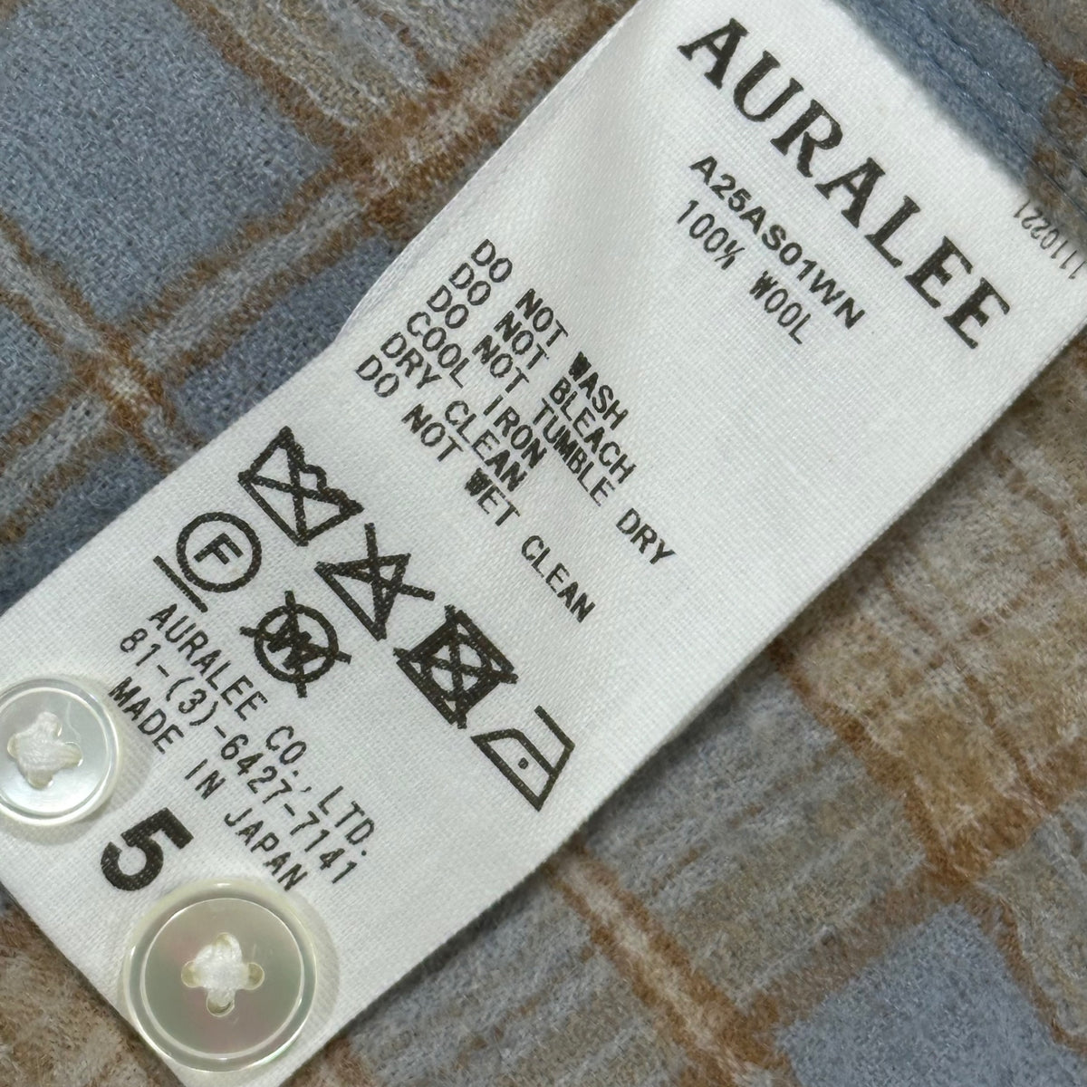 AURALEE(オーラリー) 2025AW AIRY WOOL CHECK SHIRT エアリー ウール チェック シャツ A25AS01WN 5 ブルー×ベージュ