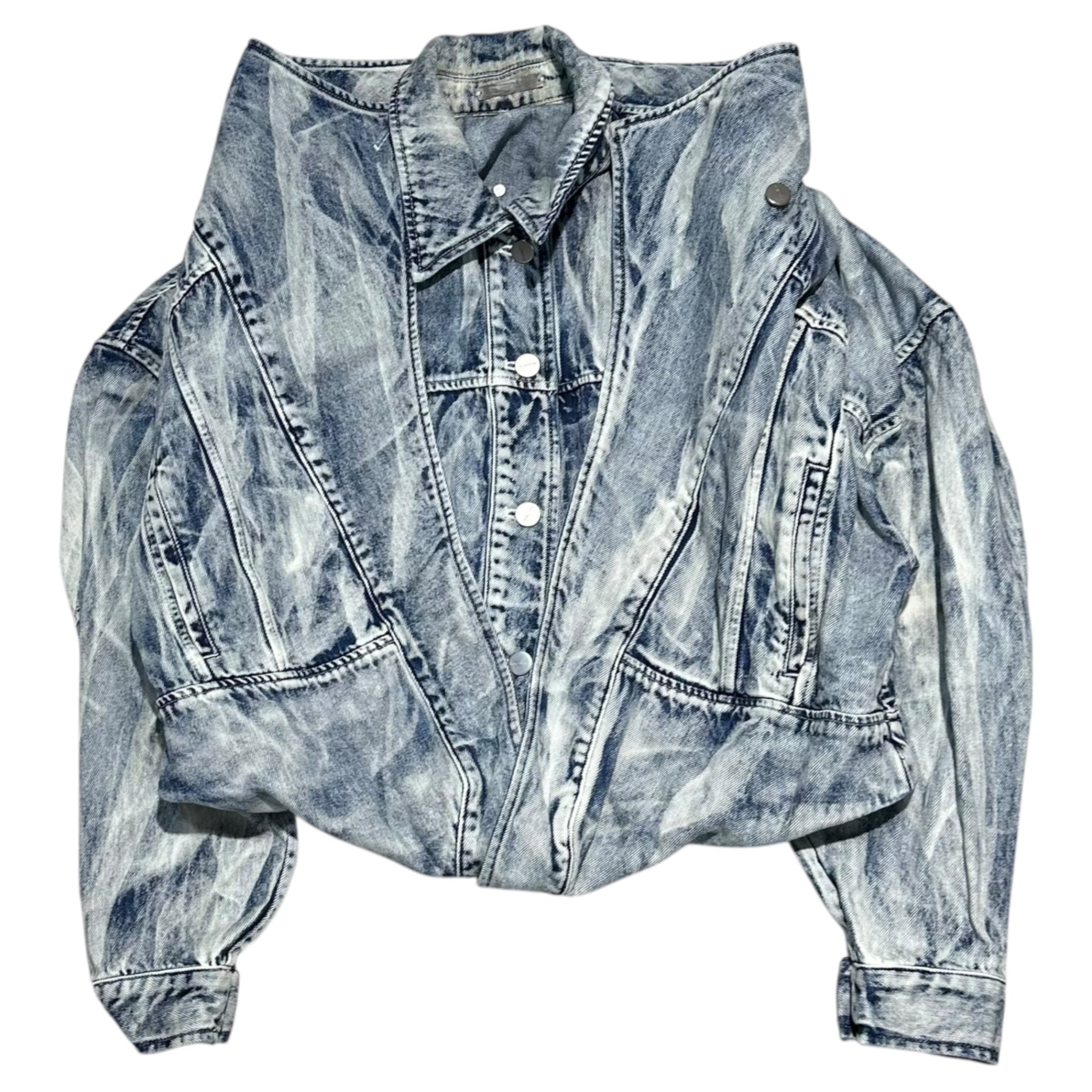 RYAN LI(リャンリー) Washed Layered Detachable Denim Jacket ウォッシュ加工 レイヤード 着脱式 デニムジャケット S インディゴ