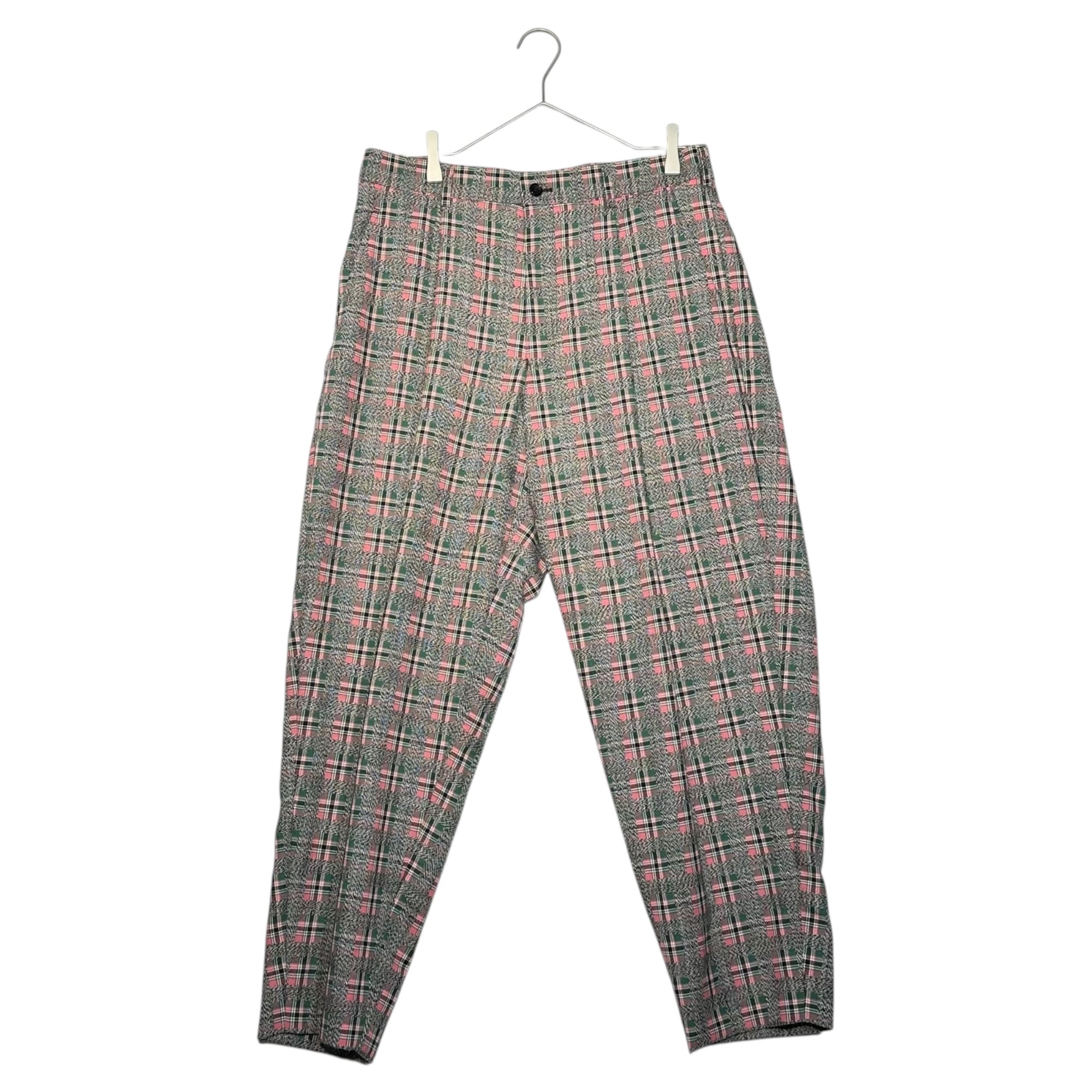 COMME des GARCONS HOMME PLUS(コムデギャルソンオムプリュス) 20AW Tartan Check Wide Slacks Pants タータン チェック ワイド スラックス パンツ PF-P042 M グレー×ピンク AD2020 SAMPLE品