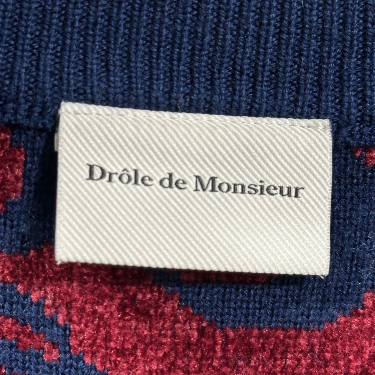 Drole de Monsieur(ドロールドムッシュ) Graphic Message Knitwear メッセージ グラフィック ニット C-P0130-W0021 M ネイビー×ボルドー