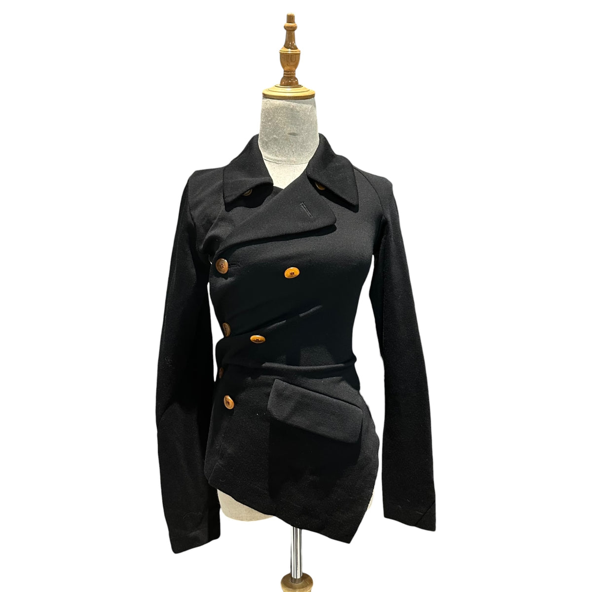 COMME des GARCONS(コムデギャルソン) 2002AW Asymmetrical Deconstructed Half Coat アシンメトリー 変形 ハーフ コート GG-J001 S ブラック AD2002 00s アーカイブ