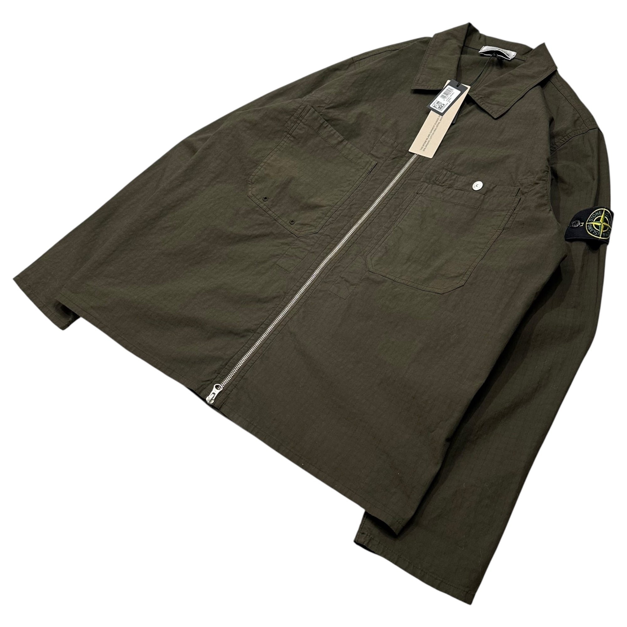 STONE ISLAND(ストーンアイランド) 2025SS MIL-SPEC STRETCH RIPSTOP-TC ストレッチコットン オーバーシャツ  K1S151200012S0063 XL オリーブ