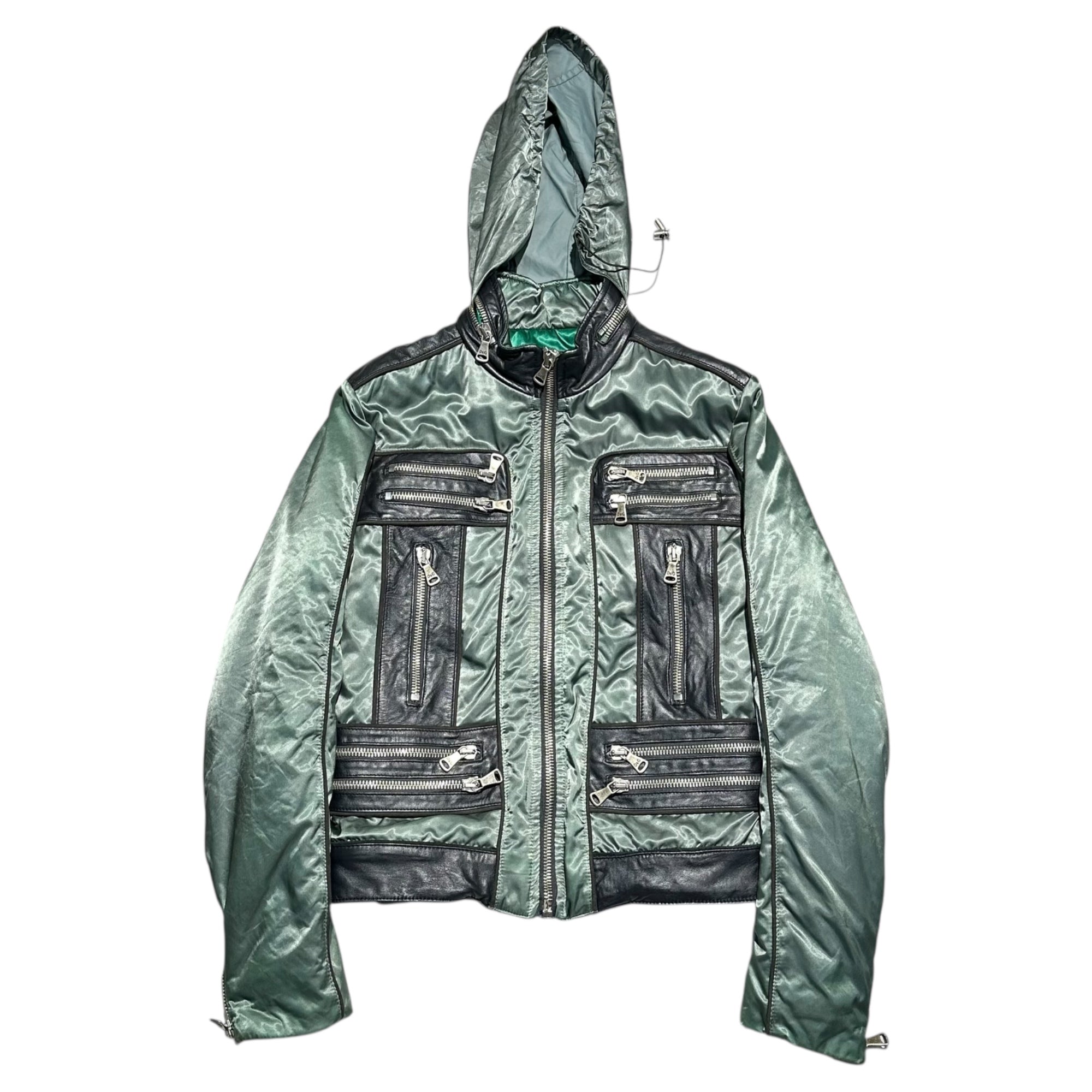 D&G(ディー&ジードルガバドルチェ&ガッバーナ) 07AW Archive Military Lamb Leather Nylon Jacket アーカイブ ミリタリー ラムレザー ナイロン ジャケット RB0066/TNMCY 46(S~M程度) グリーン×ブラック 2007 00's 中綿