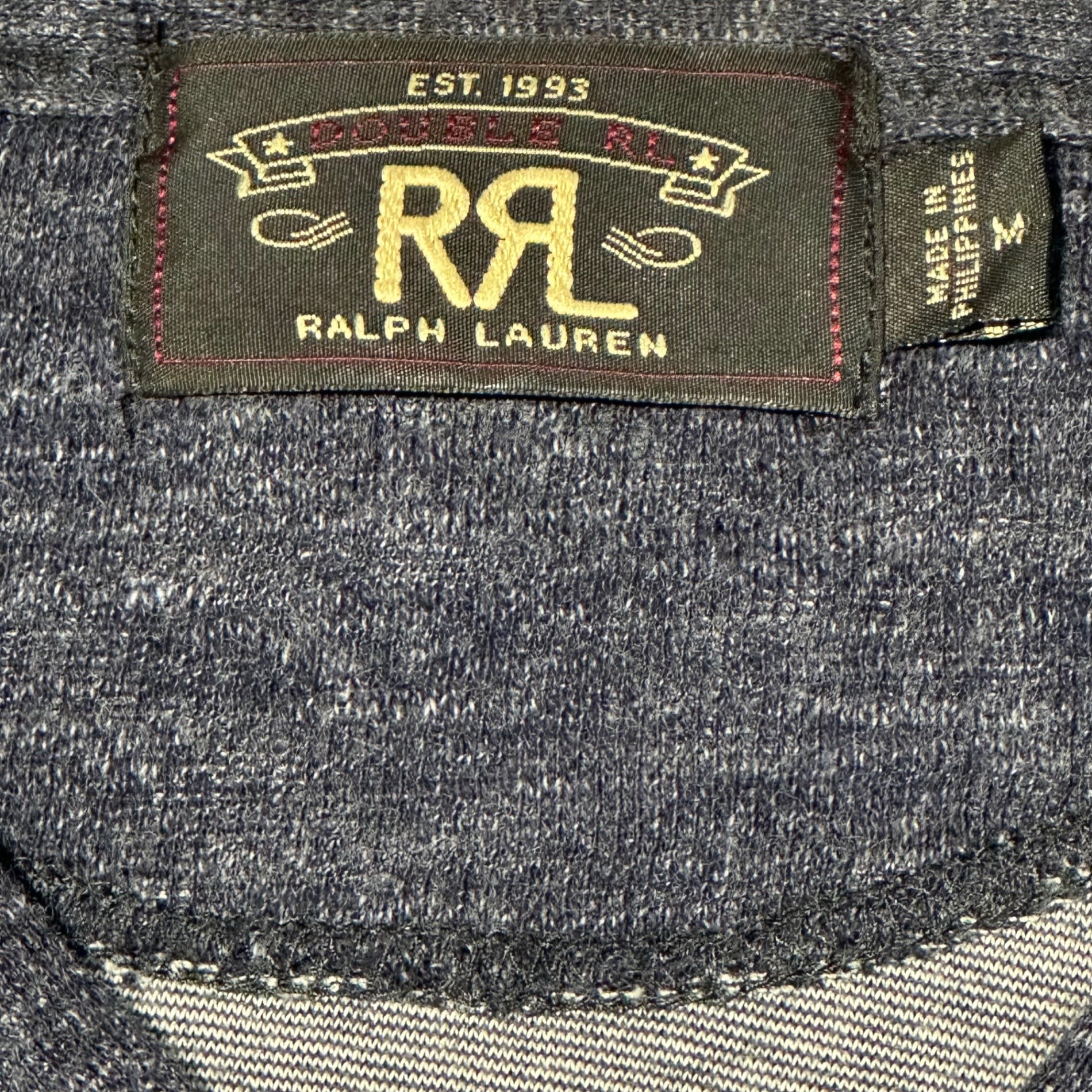 RRL(ダブルアールエル) Chimayo print Henley neck knit shirt チマヨ柄 ヘンリーネック ニットソー カットソー M ネイビー