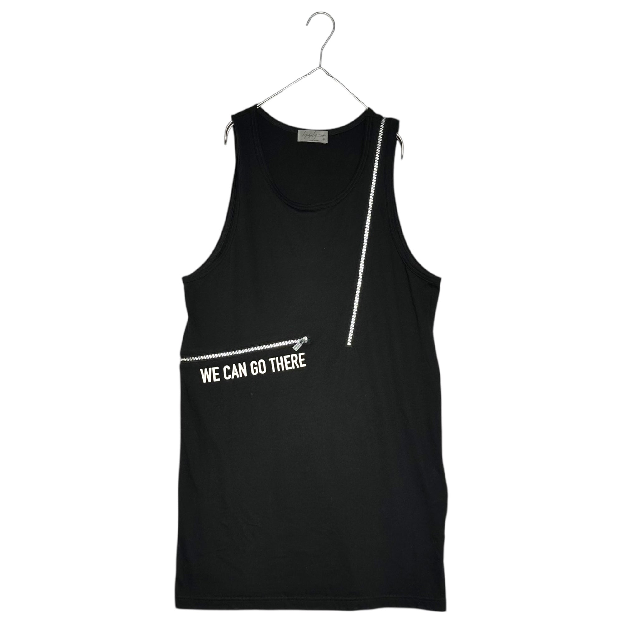 YOHJI YAMAMOTO POUR HOMME(ヨウジヤマモトプールオム) 21AW WE CAN GO THERE Printed Zip Design Sleeveless Cut-and-Sew Tank Top プリント ジップ デザイン ノースリーブ カットソー タンクトップ　 HX-T31-004 3(L程度) ブラック