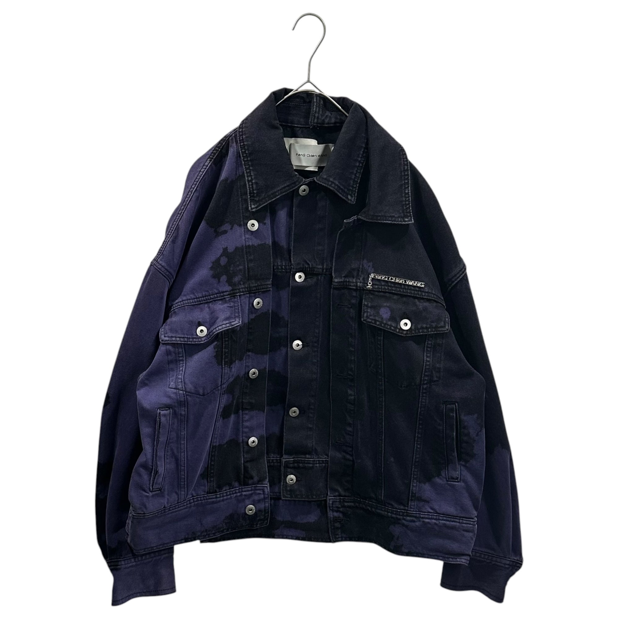 Feng Chen Wang(フェンチェンワン) TIE DYE DENIM JACKET & TECHNICAL CARGO PANTS タイダイ デニム ジャケット  & テクニカル カーゴ パンツ FF12JAC127 FF12TRO509 S パープル×ブラック セットアップ 上下セット
