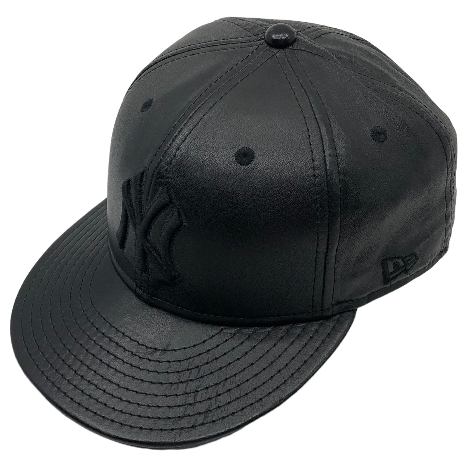 NEW ERA(ニューエラ) all leather baseball cap オールレザー ベースボール キャップ 63cm ブラック