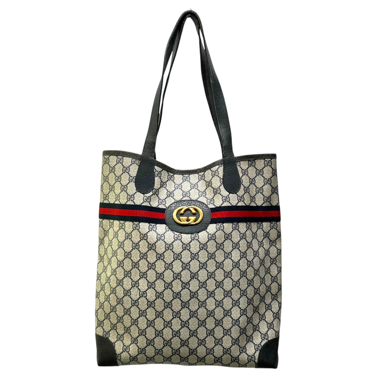 GUCCI(グッチ) OLD GG Sherry Line Tote Bag GG シェリーライン トート バッグ 002.904.0131 グレー×ネイビー ヴィンテージ