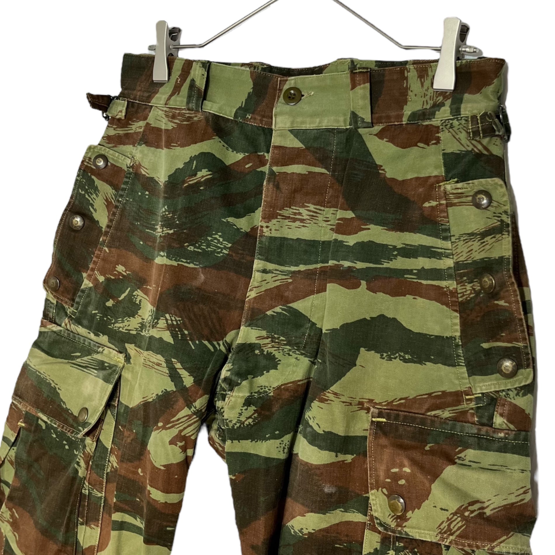 FRENCH MILITARY(フランス軍) 60's M-47 Lizard camo herringbone twill cargo pants  リザードカモ ヘリンボーンツイル カーゴパンツ 11 カーキ 60年代～ ヴィンテージ フレンチミリタリー EURO