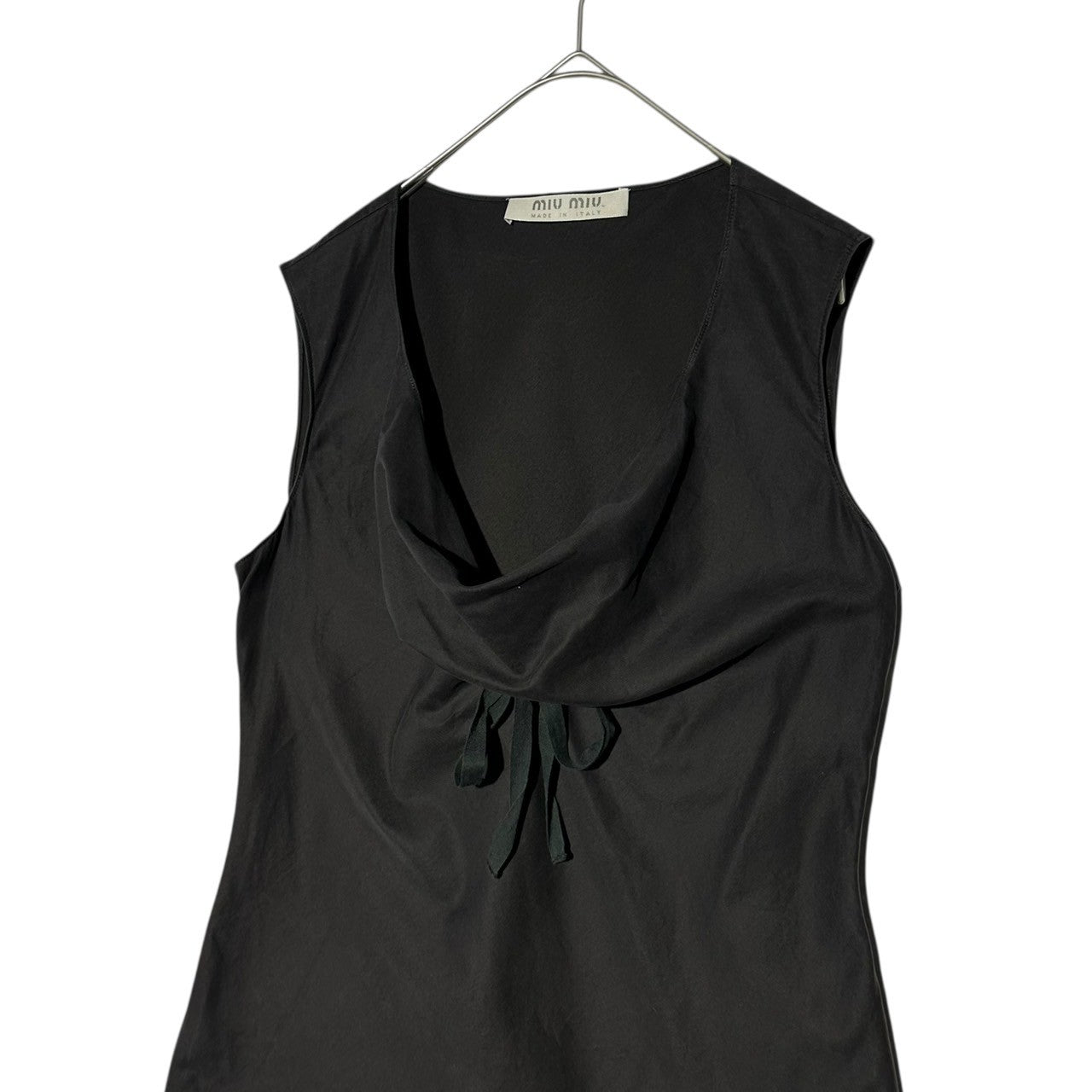 miu miu(ミュウミュウ) 90's Archive Side Zip Slit Cotton Sleeveless Blouse 90年代 アーカイブ サイド ジップ スリット コットン ノースリーブ ブラウス    44(XS程度) ブラック プラダジャパンタグ