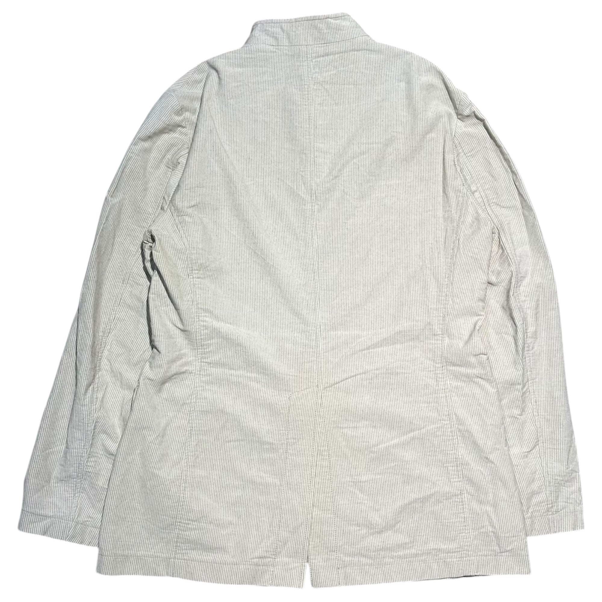 GIORGIO ARMANI(ジョルジオアルマーニ) Vintage Diagonal Button Stand Collar Long Sleeve Striped Jacket ヴィンテージ 斜めボタン スタンドカラー 長袖 ストライプ ジャケット 757002 50(L~XL程度) アイボリー