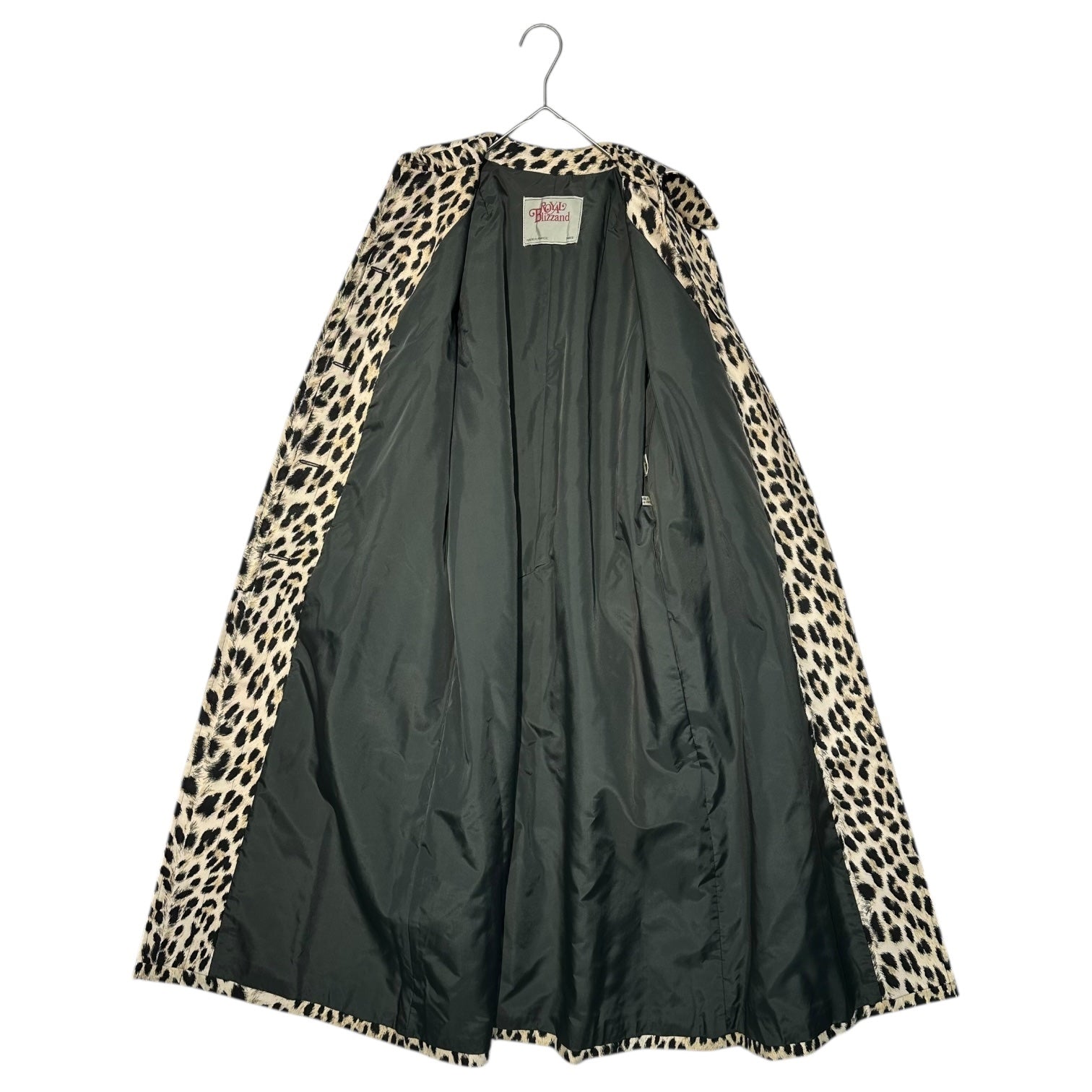 ROYAL Blizzand(ロイヤルブリザンド) 60's~70's France made Leopard Belted Stand Collar Coat レオパード ベルテッド ステンカラー コート 表記無(L程度) ベージュ×ブラック 60年代～70年代 ヴィンテージ  フランス軍支給ブランド ユーロ