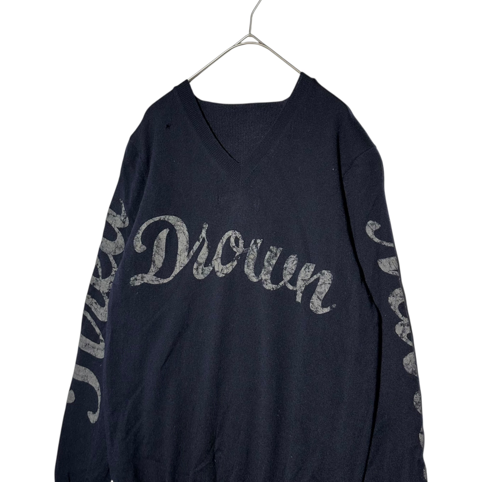 COMME des GARCONS SHIRT(コムデギャルソンシャツ) ”Drown” Printed Back V-Neck Knit プリント バックV ニット W13504 S ネイビー