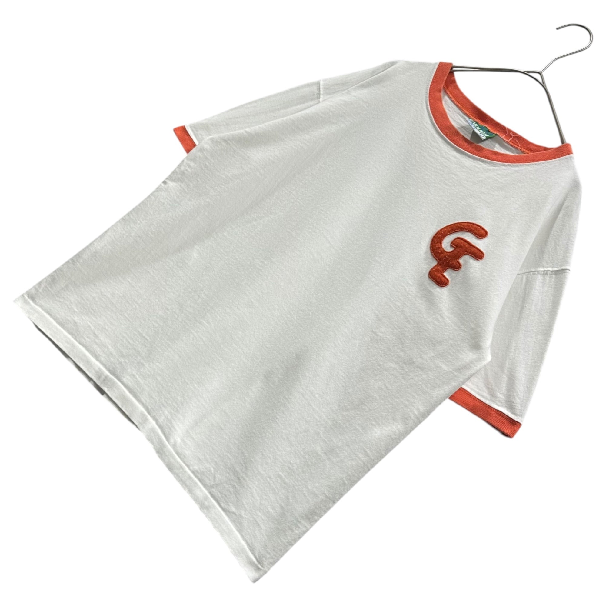 GOODENOUGH(グッドイナフ) 1997's Felt Logo Ringer S/S T-Shirt フェルト ロゴ リンガー 半袖 Tシャツ M ホワイト×オレンジ