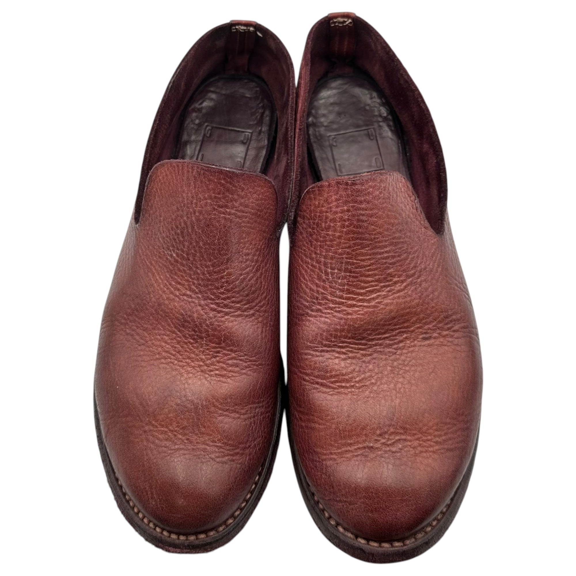 GUIDI(グイディ) CALF FULL GRAIN SLIP ON カーフ フル グレイン スリッポン UNLINED / CV19T 41 1/2(26.5cm程度) ボルドー レザー シューズ 革靴 ローファー