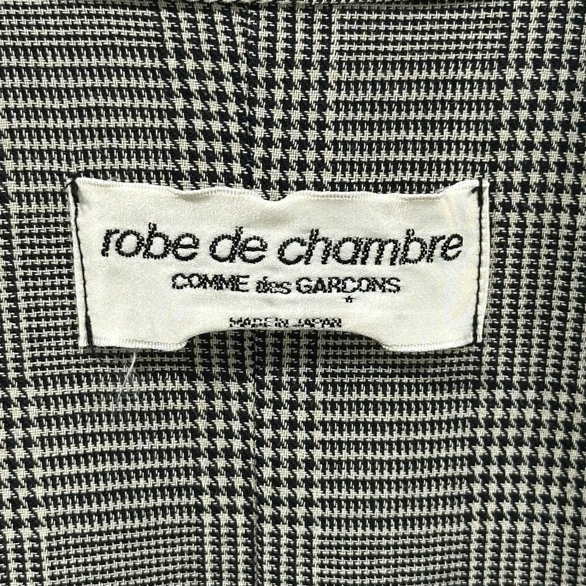 robe de chambre COMME des GARCONS(ローブドシャンブルコムデギャルソン) 1999SS Wool and Nylon Glen Check Half Coat ウール ナイロン グレンチェック ハーフ コート RJ-100040 FREE ブラック×アイボリー AD1998 90s アーカイブ