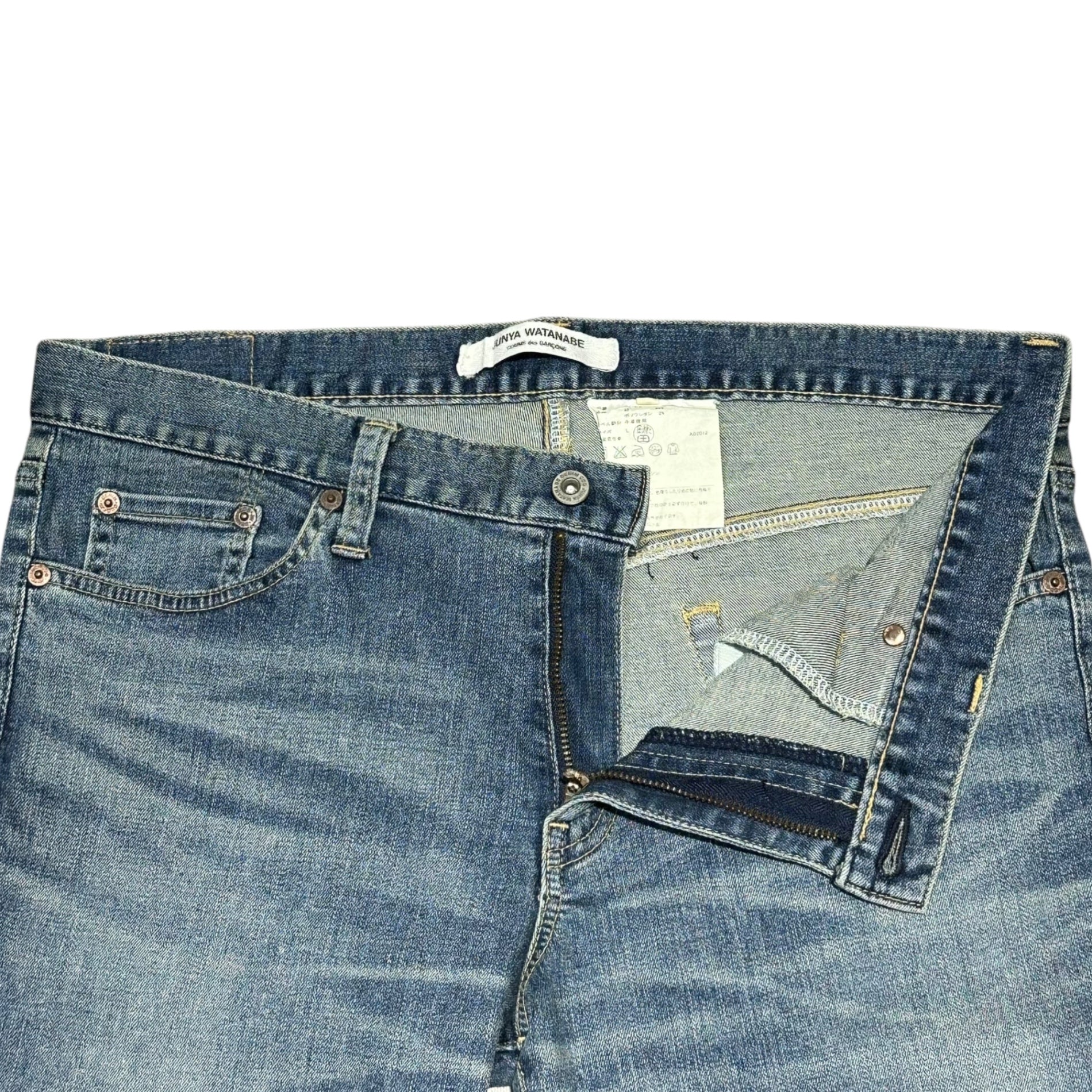 COMME des GARCONS JUNYA WATANABE(コムデギャルソンジュンヤワタナベ) 12AW Vintage-Washed Tapered Denim Pants ヴィンテージ加工 テーパード デニム パンツ JJ-T023 L ライトインディゴ AD2012