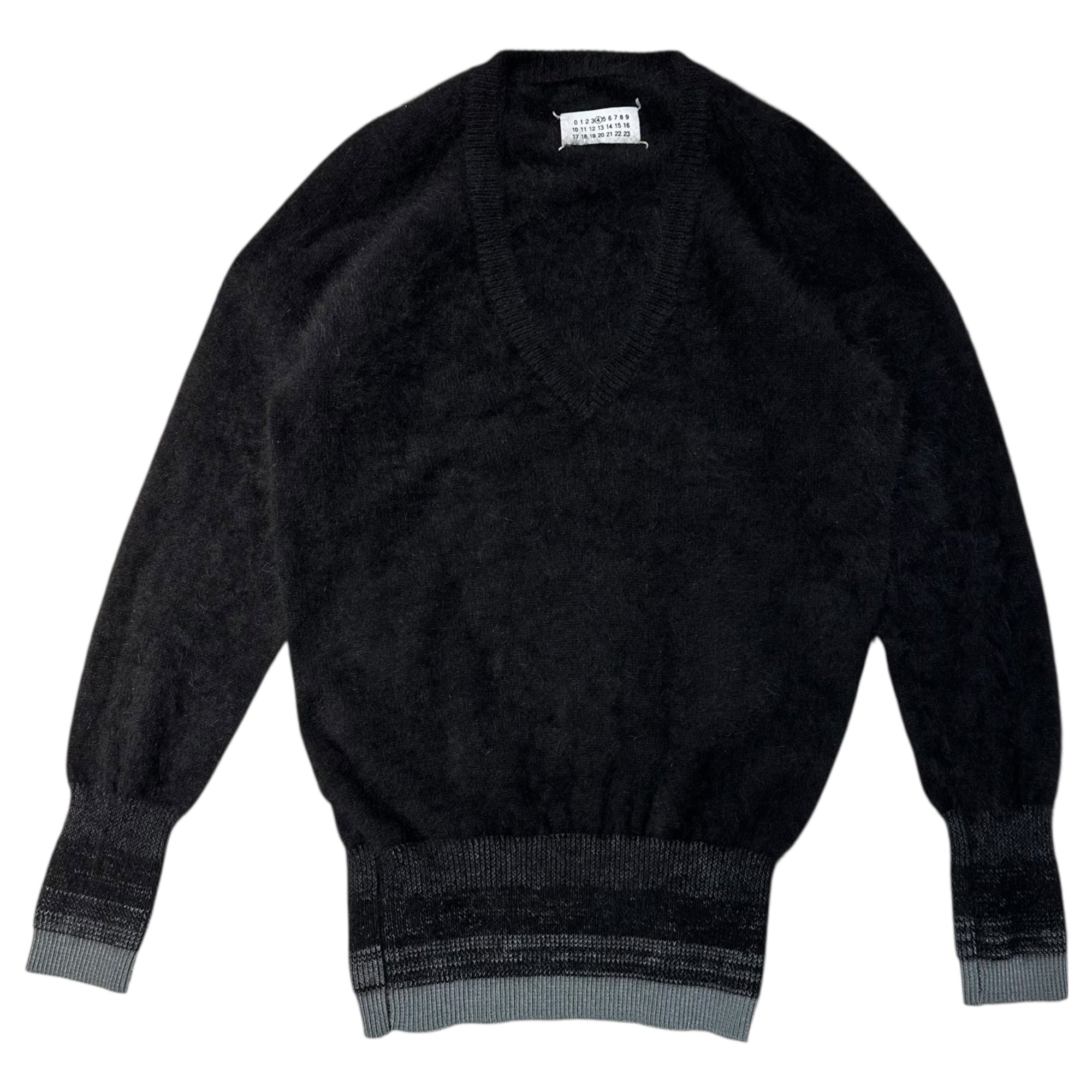 Maison Martin Margiela(メゾン マルタンマルジェラ) 11AW V-neck Shaggy Knit Pullover Vネック シャギー ニット プルオーバー S31HA0423 M ブラック ④ライン