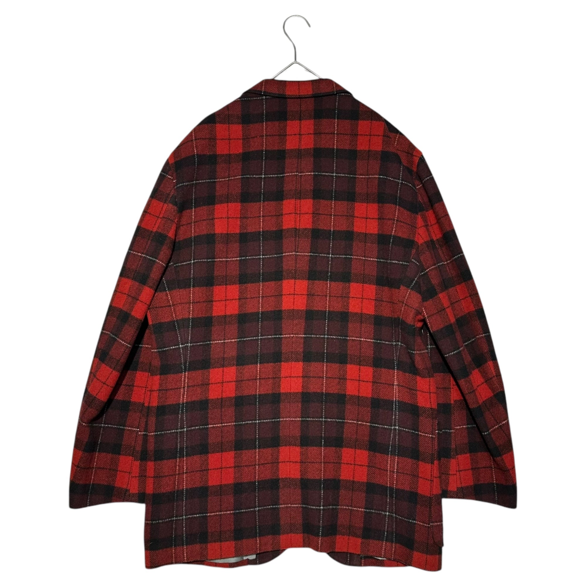 MIYAKE DESIGN STUDIO(ミヤケデザインスタジオ) 80's vintage wool check coverall jacket 80年代 ヴィンテージ ウール チェック カバーオール ジャケット LJ43-FD111 8-98(XL程度) レッド×ブラック オンリミットタグ