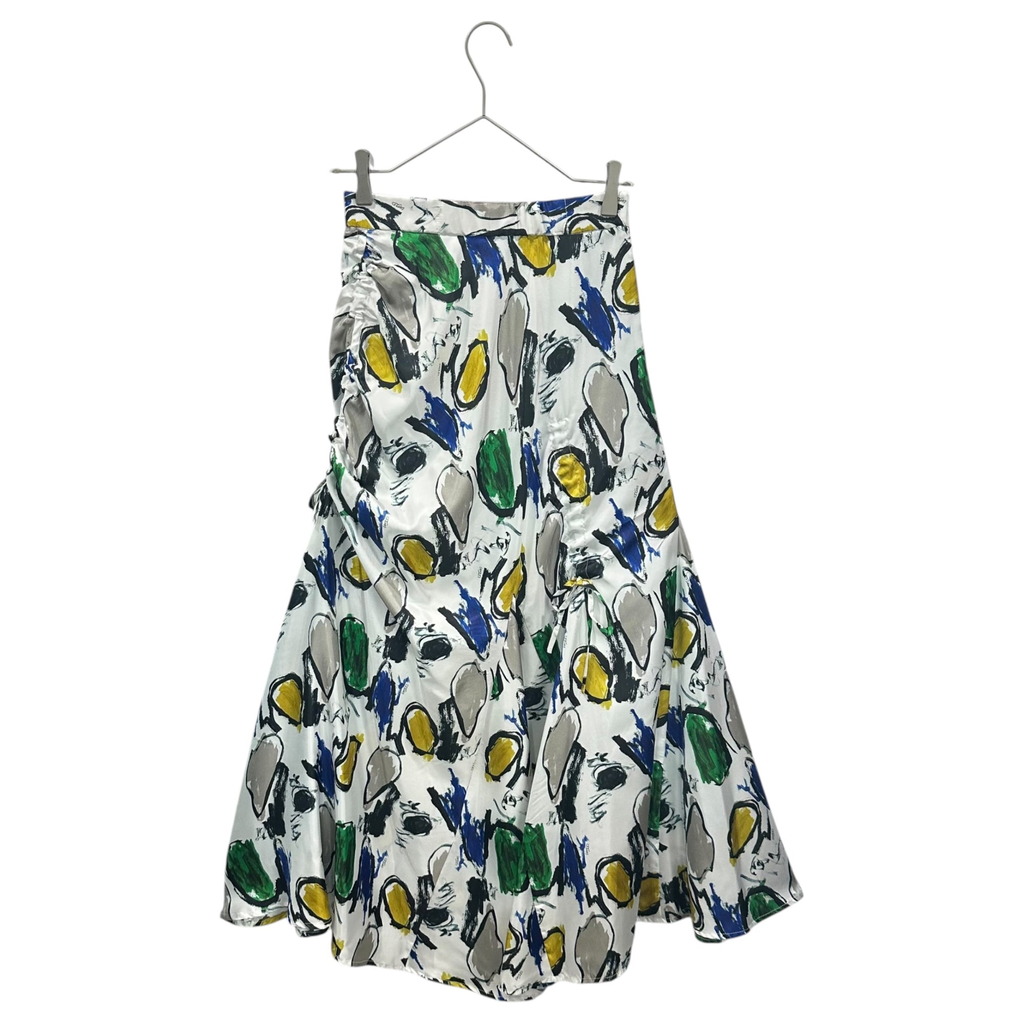 UN3D.(アンスリード) Skirt with ribbon decorative paint and graphic print リボン 装飾 ペイント グラフィック スカート 522140800001-01 38(M程度) ホワイト×マルチカラー