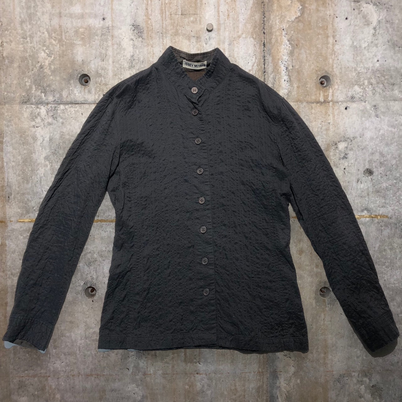 ISSEY MIYAKE(イッセイミヤケ) 90'sスタンドカラーステッチシャツ IM73-FJ024 M ブラック
