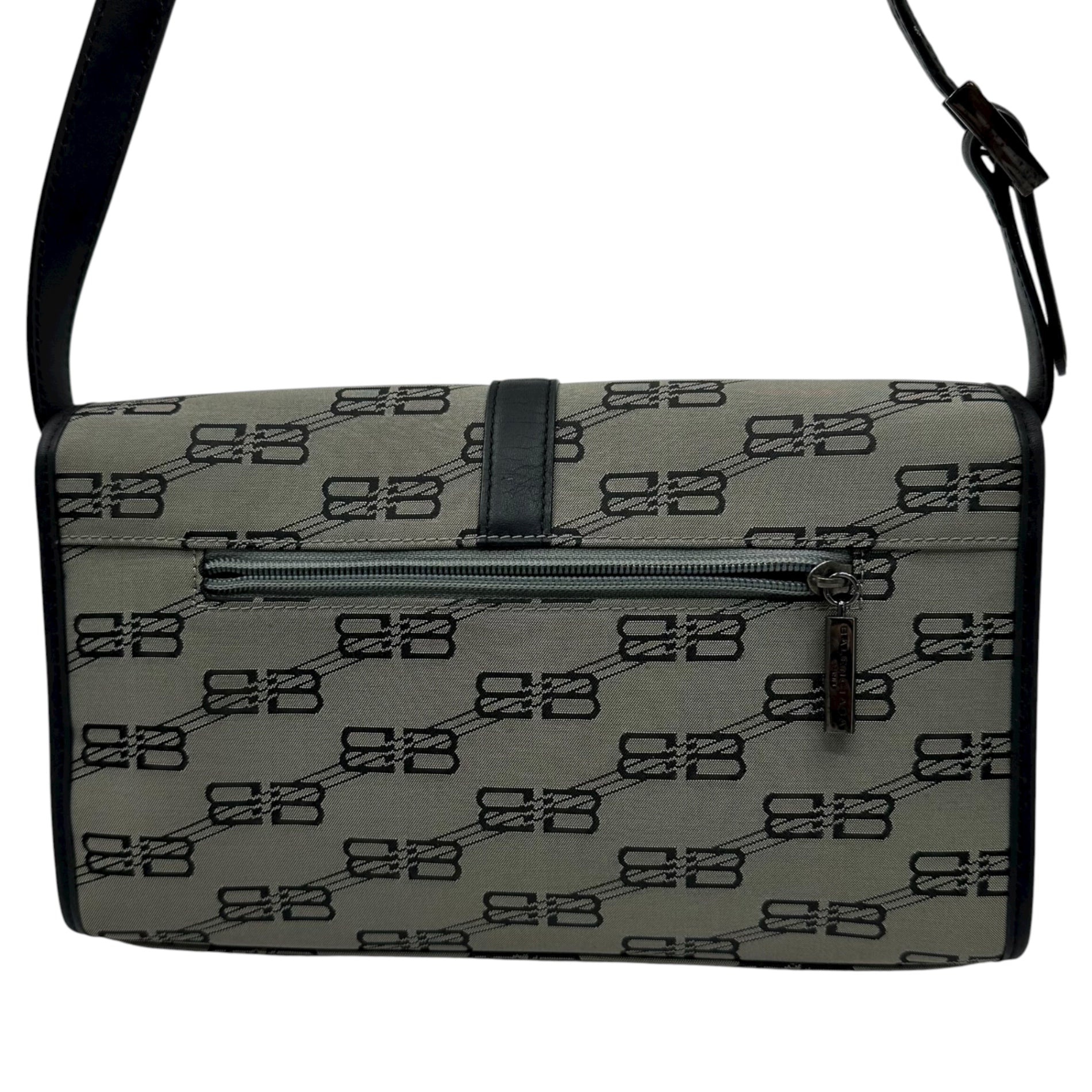 BALENCIAGA(バレンシアガ) BB All-Over Print Logo One-Shoulder Bag 総柄 ロゴ ワンショルダー バッグ グレー×ブラック ハンド 肩掛け ヴィンテージ
