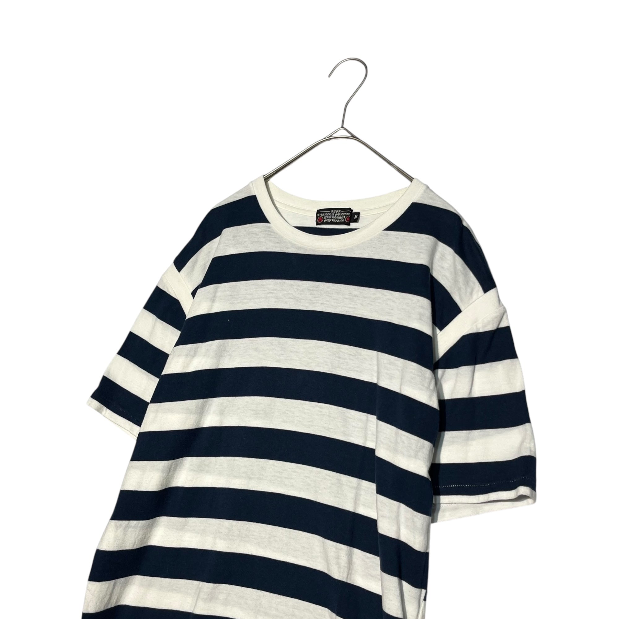 AFFA(エーエフエフエー) Initial Border Back Neck Skull Print T-Shirt 初期 ボーダー バックネック スカル プリント Tシャツ M ホワイト×ネイビー