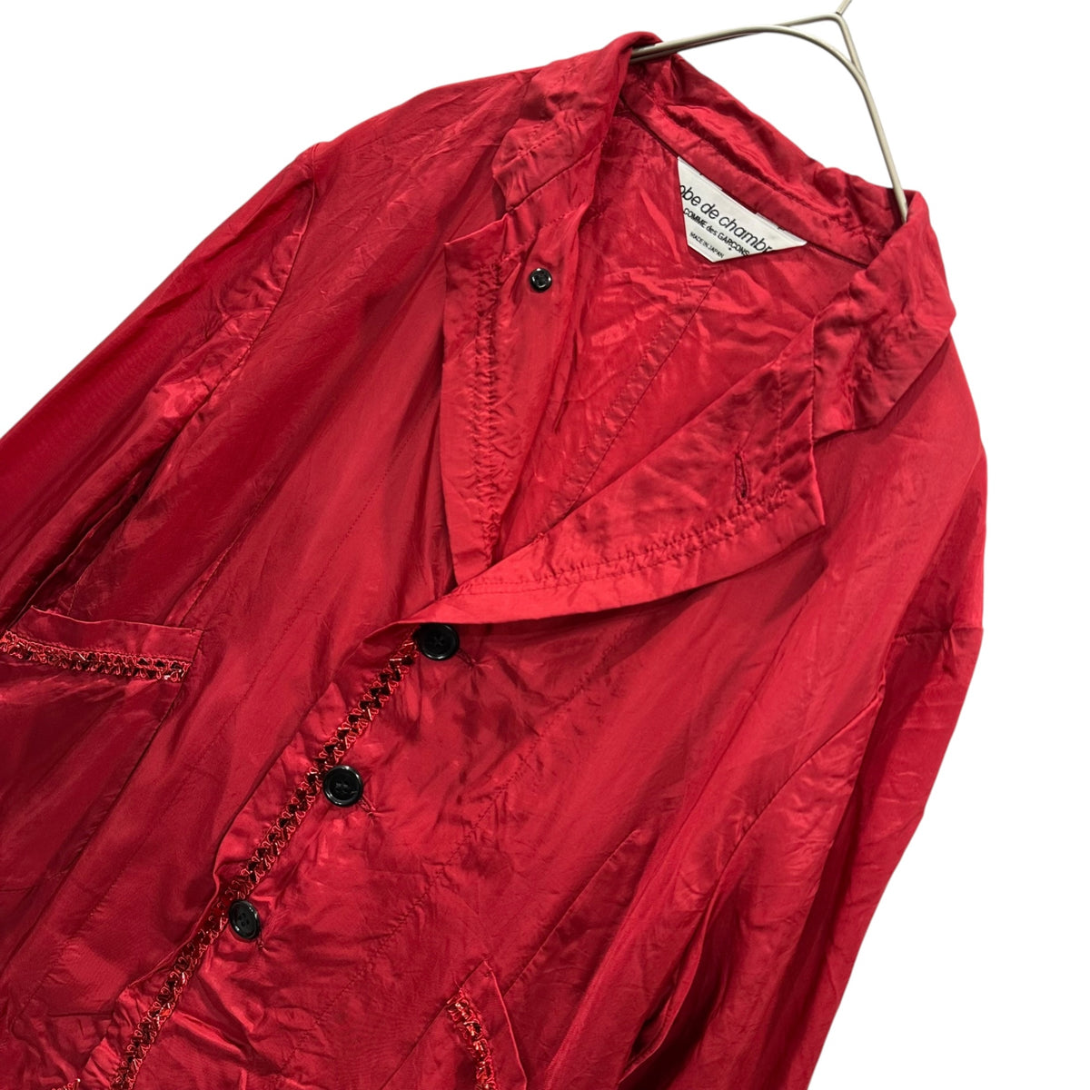 robe de chambre COMME des GARCONS(ローブドシャンブルコムデギャルソン) 2001AW Vinyl-Line Cupro Jacket ビニール ライン キュプラ ジャケット RC-J028 FREE レッド AD2001 00s アーカイブ