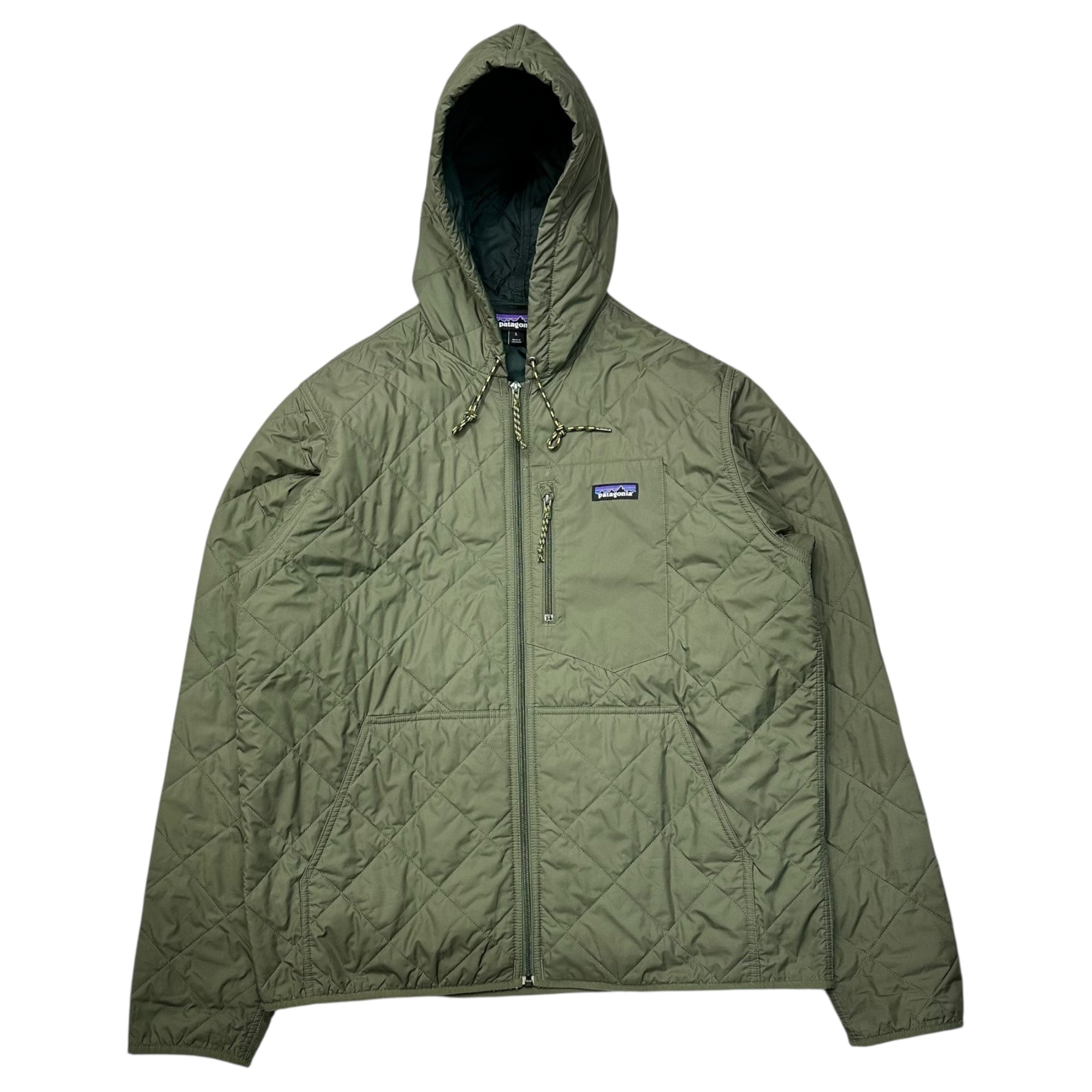 Patagonia(パタゴニア) DIAMOND QUILTED BOMBER HOODY  ダイアモンドキルト ボマージャケット フーディー 27610 L カーキ マウンテンパーカー