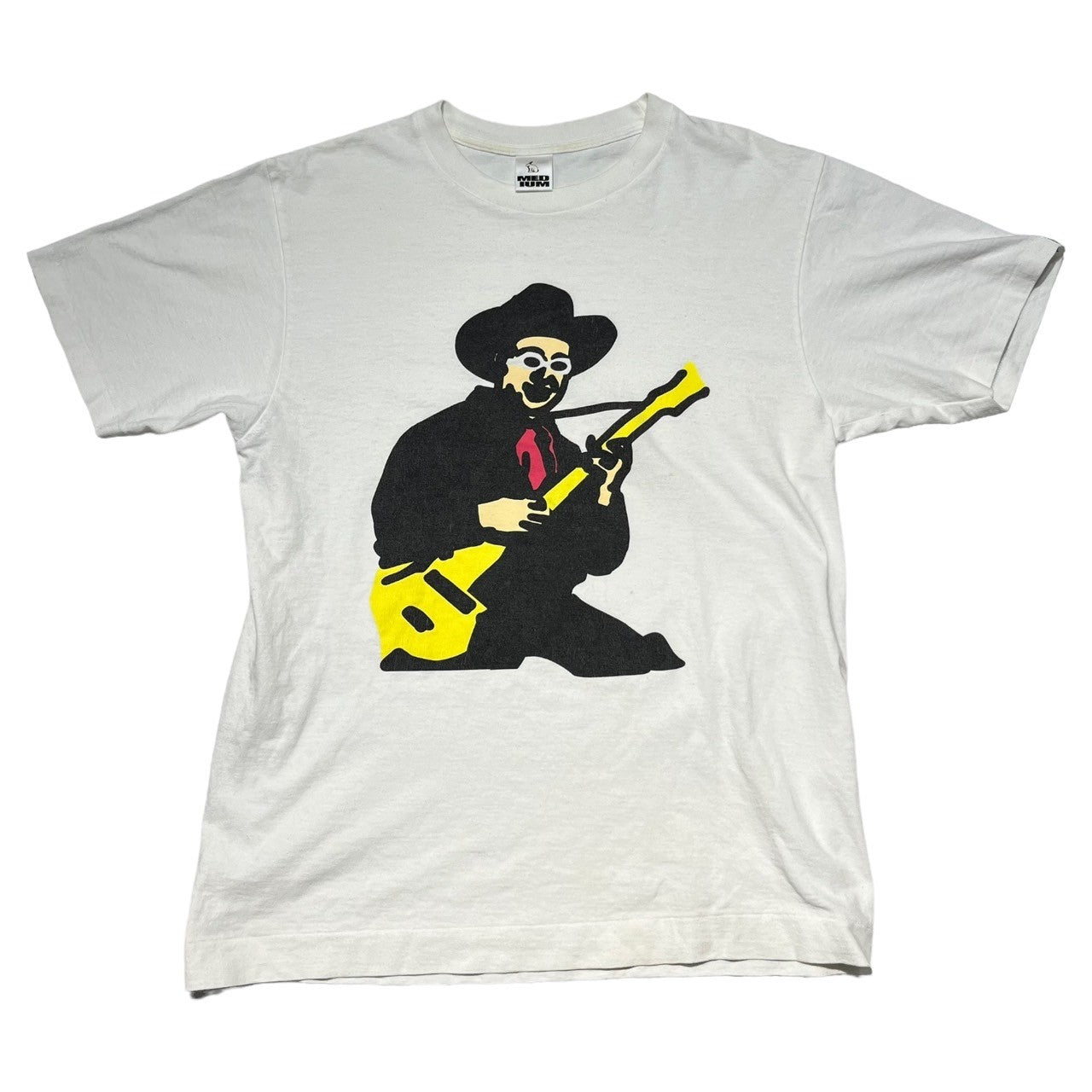 A BATHING APE(アベイシングエイプ) 00's "Guitar Player Frankenstein Banjo Folk Cartton" ギター Tシャツ M ホワイト 2006 限定モデル