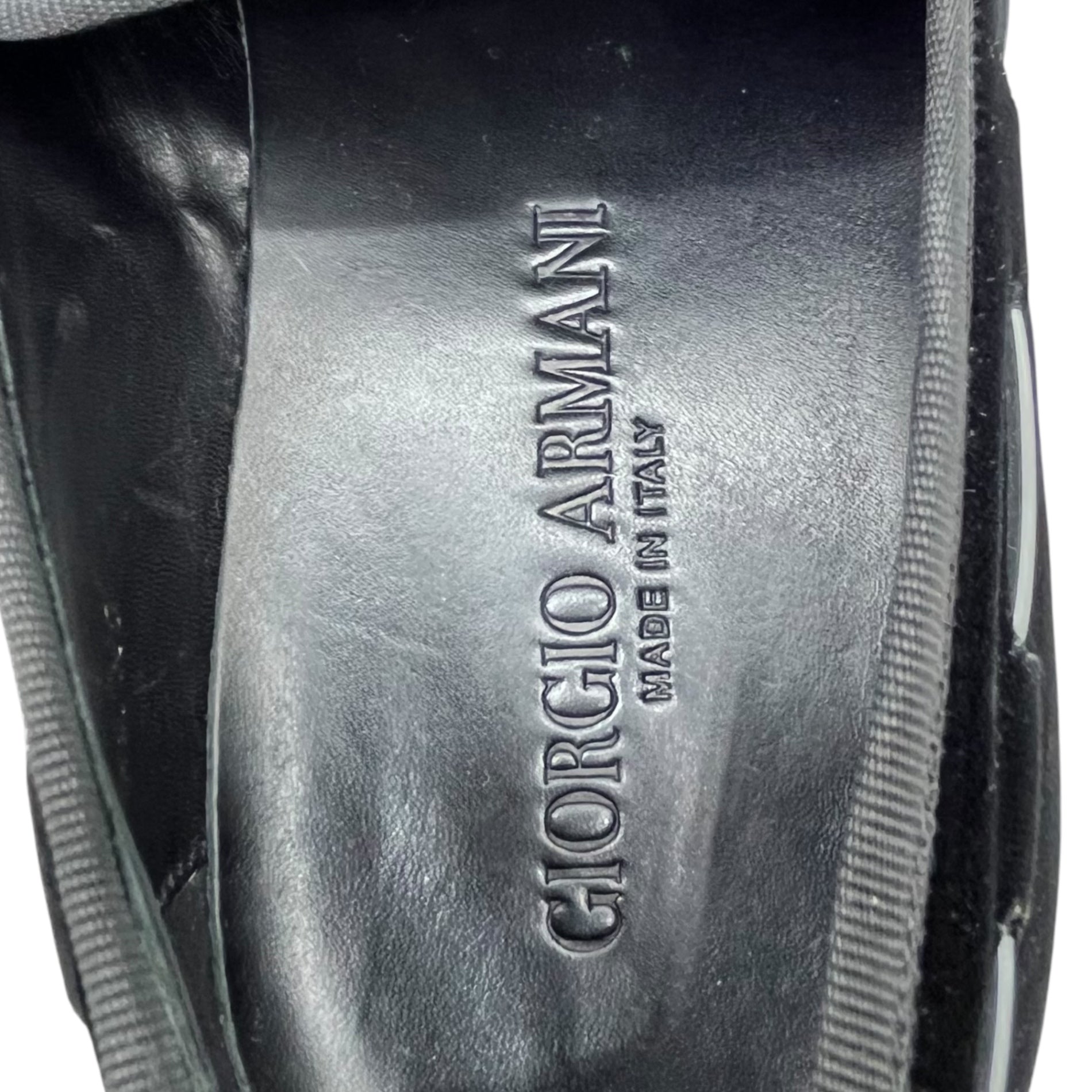 GIORGIO ARMANI(ジョルジオアルマーニ) Tassel tongue achanky sole loafers ベロア タッセル チャンキーソール ローファー X2J055 7(25.5cm程度) ブラック 厚底