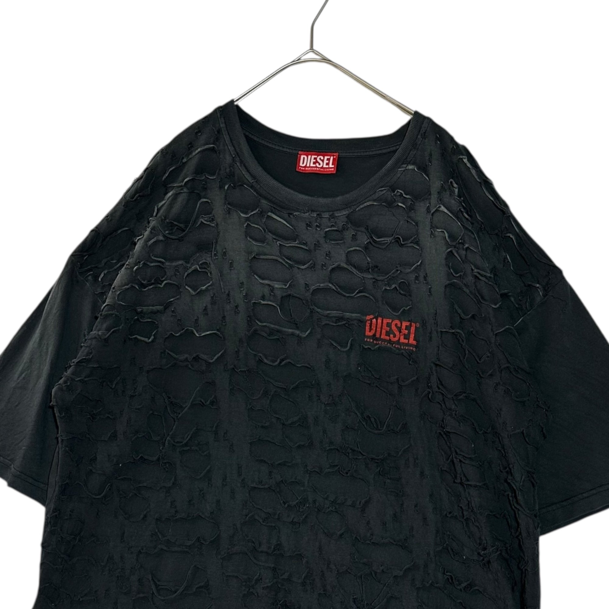 DIESEL(ディーゼル) T-BOXT-R29 デストロイ加工 半袖 Tシャツ Distressed Finish S/S T-Shirt A17647 OSLBS M ブラック ダメージ加工