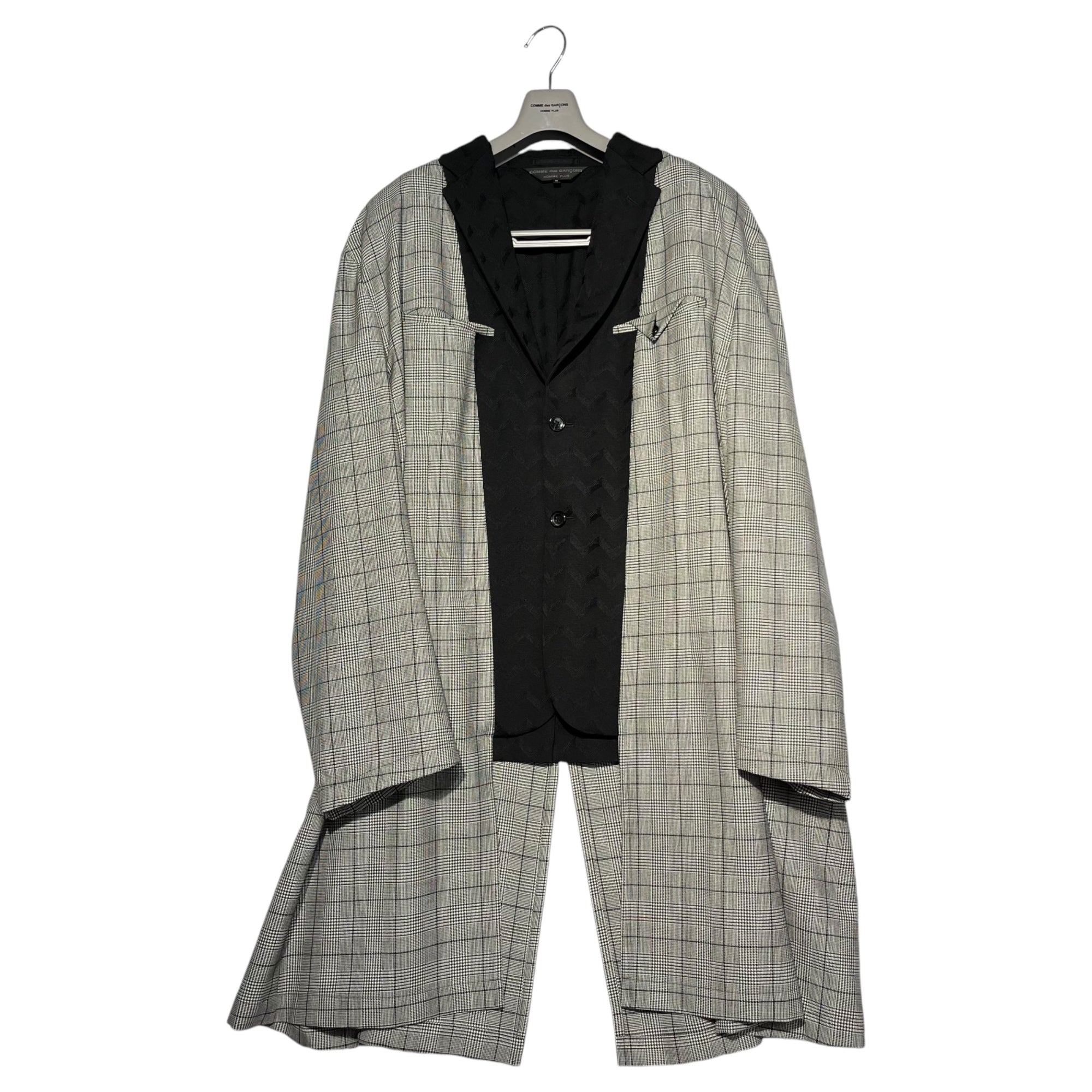 COMME des GARCONS HOMME PLUS(コムデギャルソンオムプリュス) 21AW Layered type check jacket レイヤードタイプ チェック ジャケット PH-J001 M グレー×ブラック AD2021 DARKROOM期