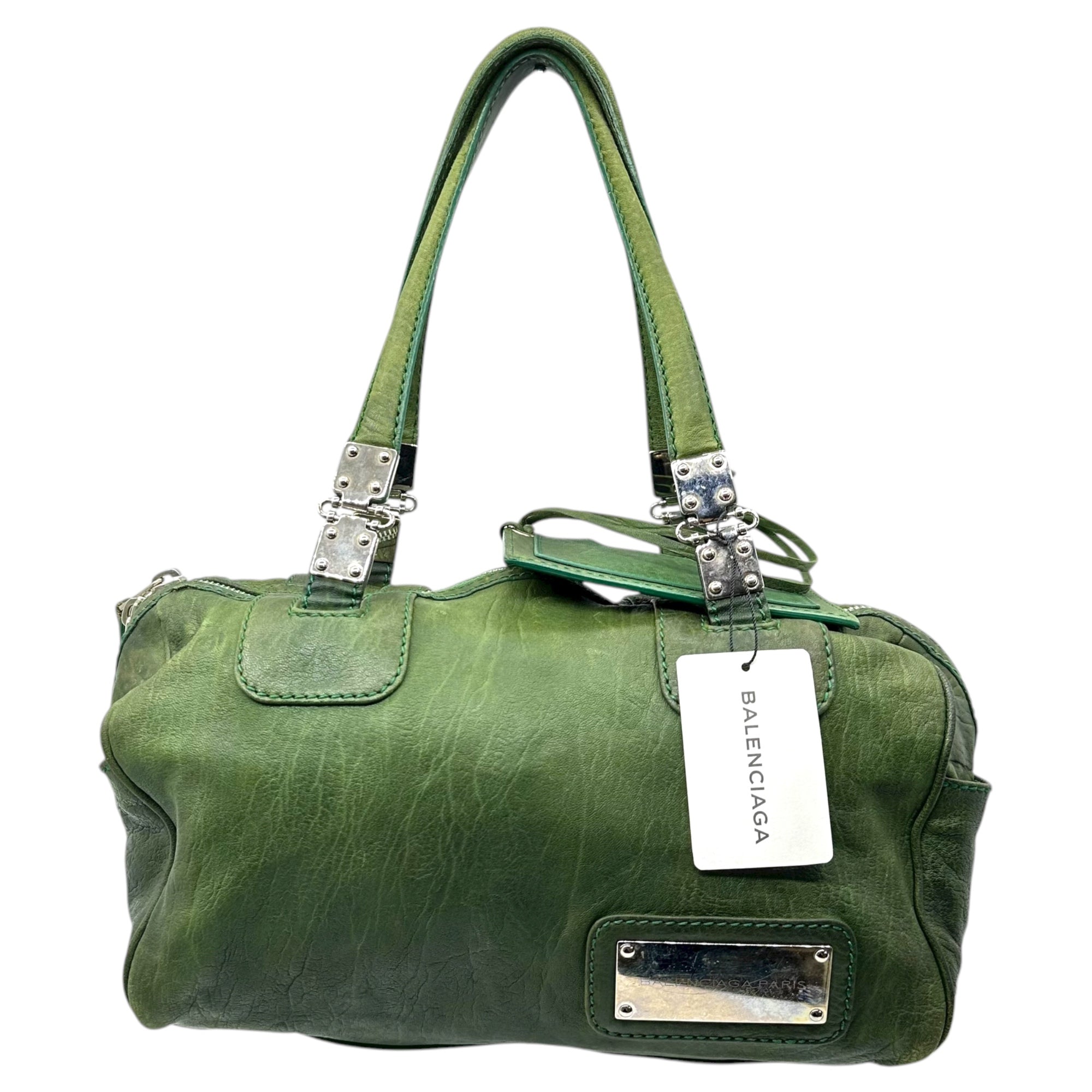 BALENCIAGA(バレンシアガ) 00's Logo Plate Leather Boston Bag 00年代 ロゴ プレート レザー ボストン バッグ 323587.3740 グリーン アーカイブ