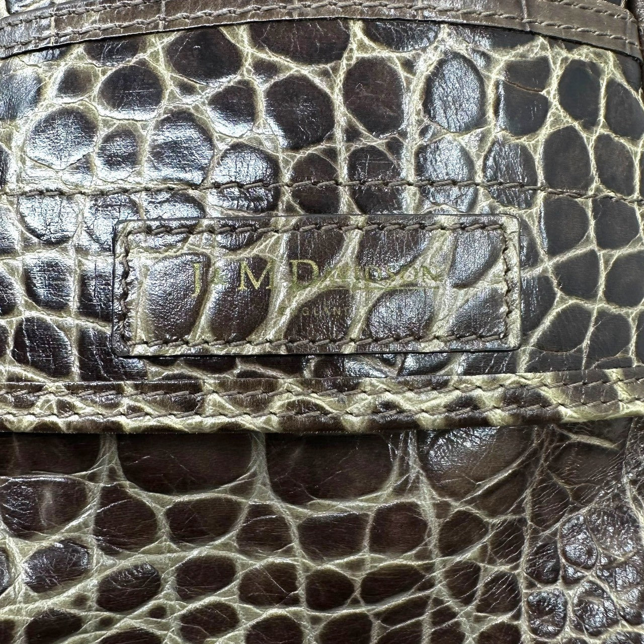 J.M.WESTON(ジェイエムウエストン) Croc-embossed leather handbag クロコ 型押し レザー ハンド バッグ ブラウン