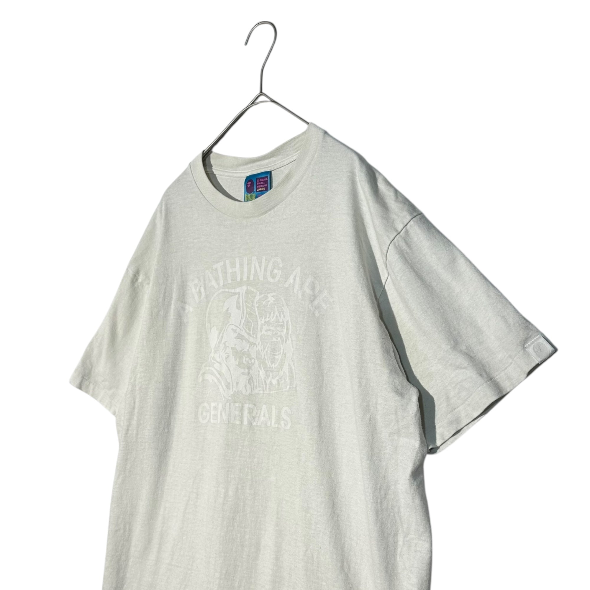 A BATHING APE(アベイシングエイプ) GENERALS PRINT T-SHIRT ジェネラルズ プリント Tシャツ L アイボリー