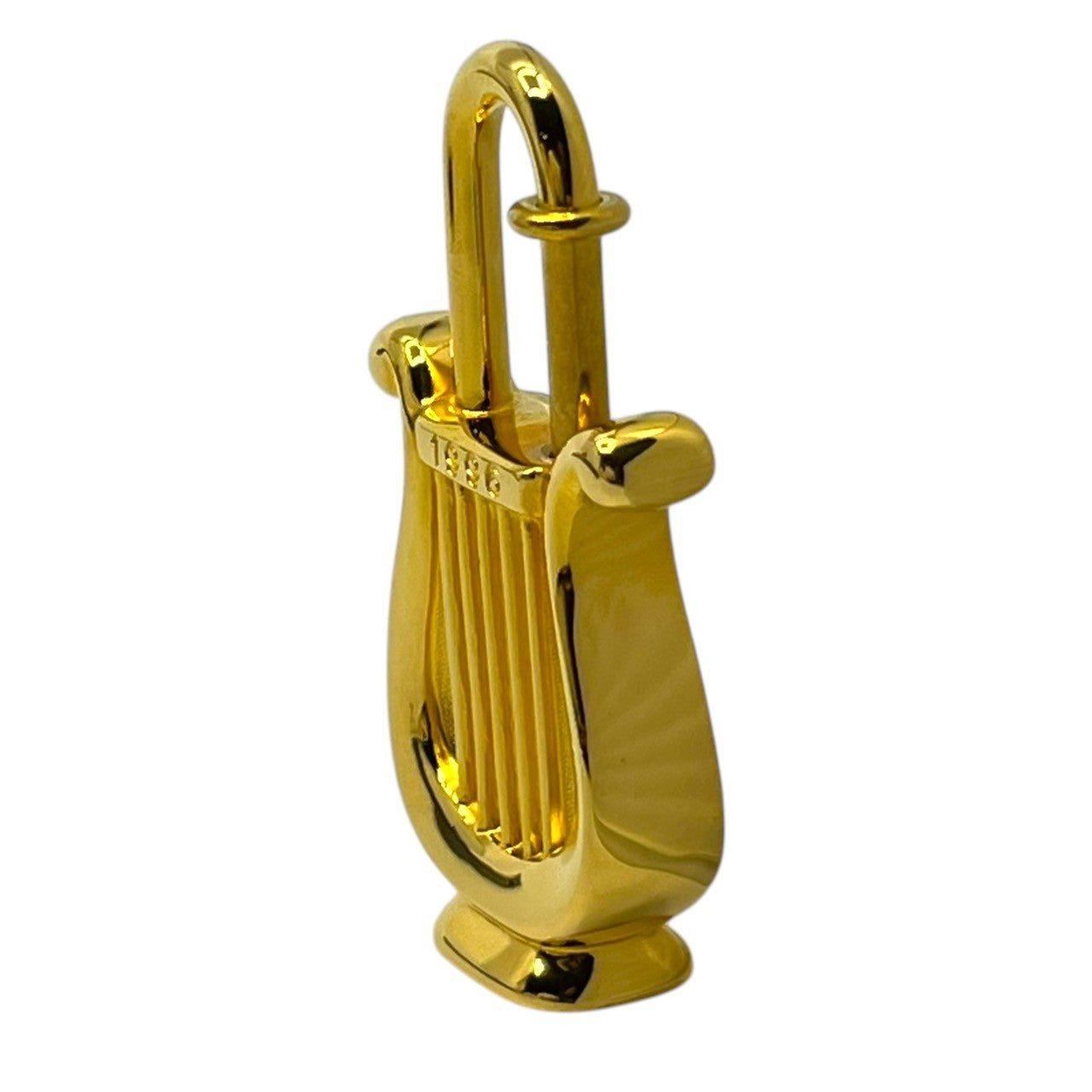 HERMES(エルメス) 1996年限定 La Musique Harp Cadena Charm ハープ カデナ チャーム 年間テーマ 「la Musique」 音楽 ゴールド 箱付 ペンダントトップにも