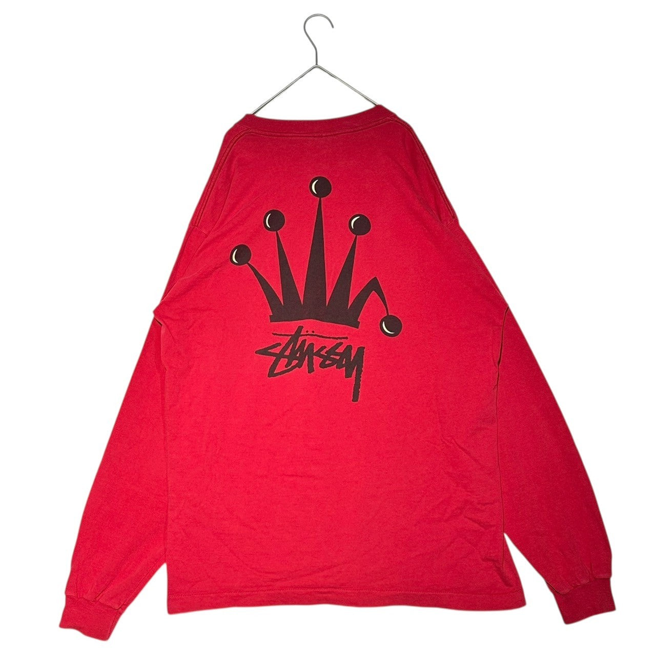 STUSSY(ステューシー) 80's Big Crown Logo L/S Tee ビッグ クラウン ロゴ 長袖 Tシャツ XXL レッド 80年代 ヴィンテージ OLD オールド 黒タグ