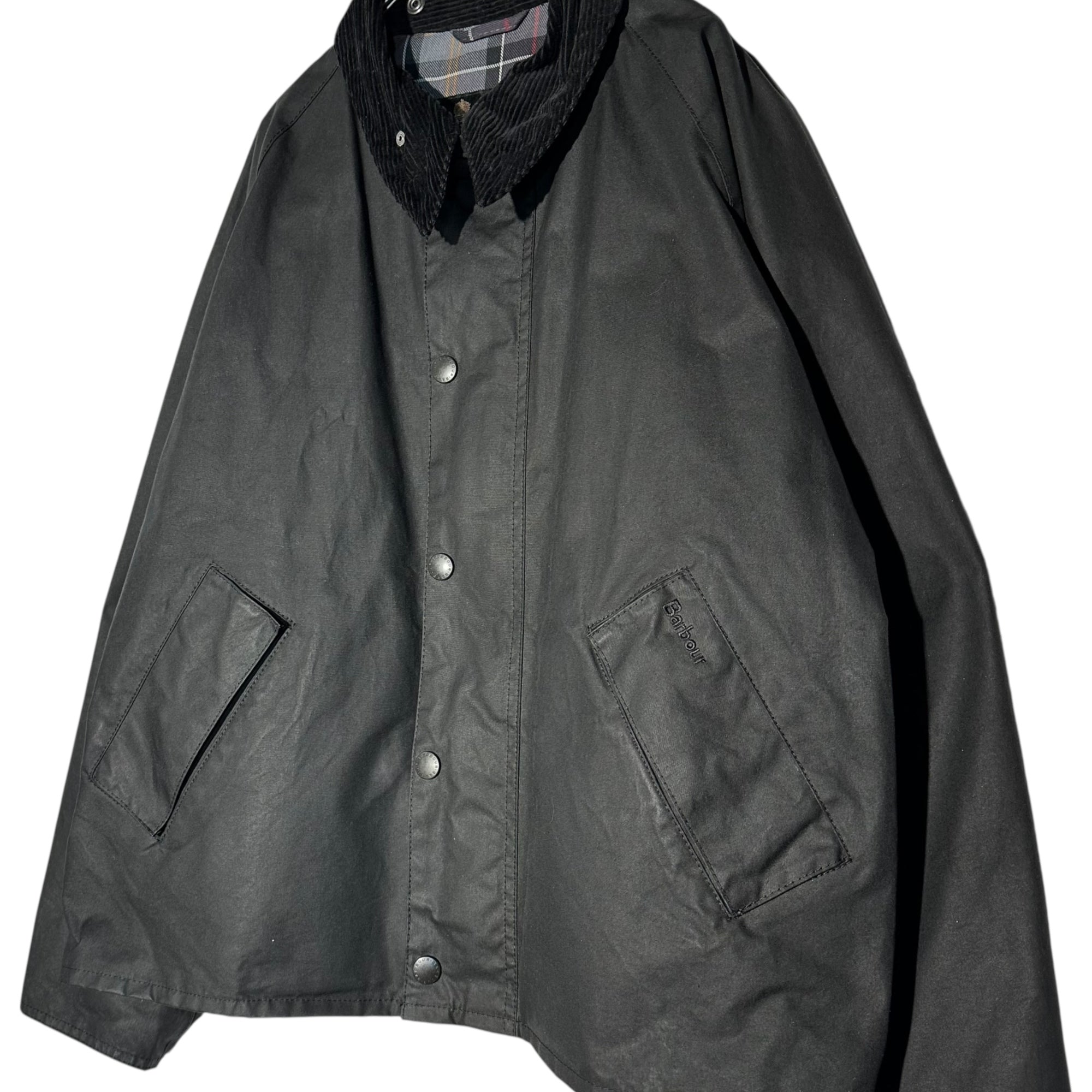Barbour(バブアー) 24AW TRANSPORT トランスポート ワックス コットン ショート ブルゾン 242MWX1678 36(S程度) ブラック オイルド ジャケット ショート丈